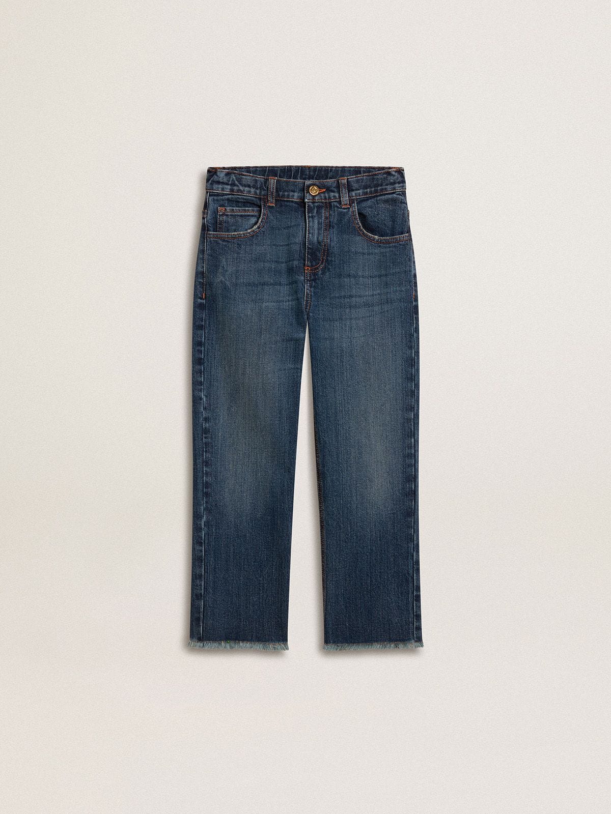 Boys' denim jeans with a raw edge and embroidery