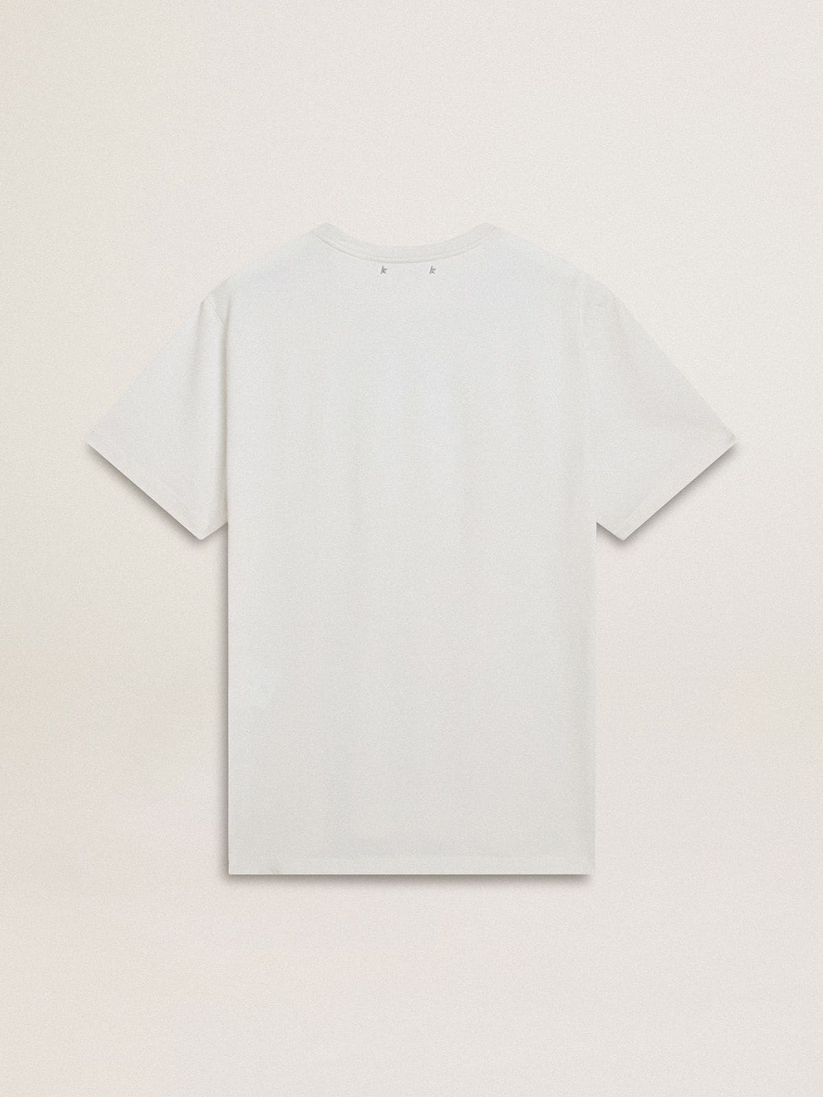 Men's white cotton T-shirt with green print