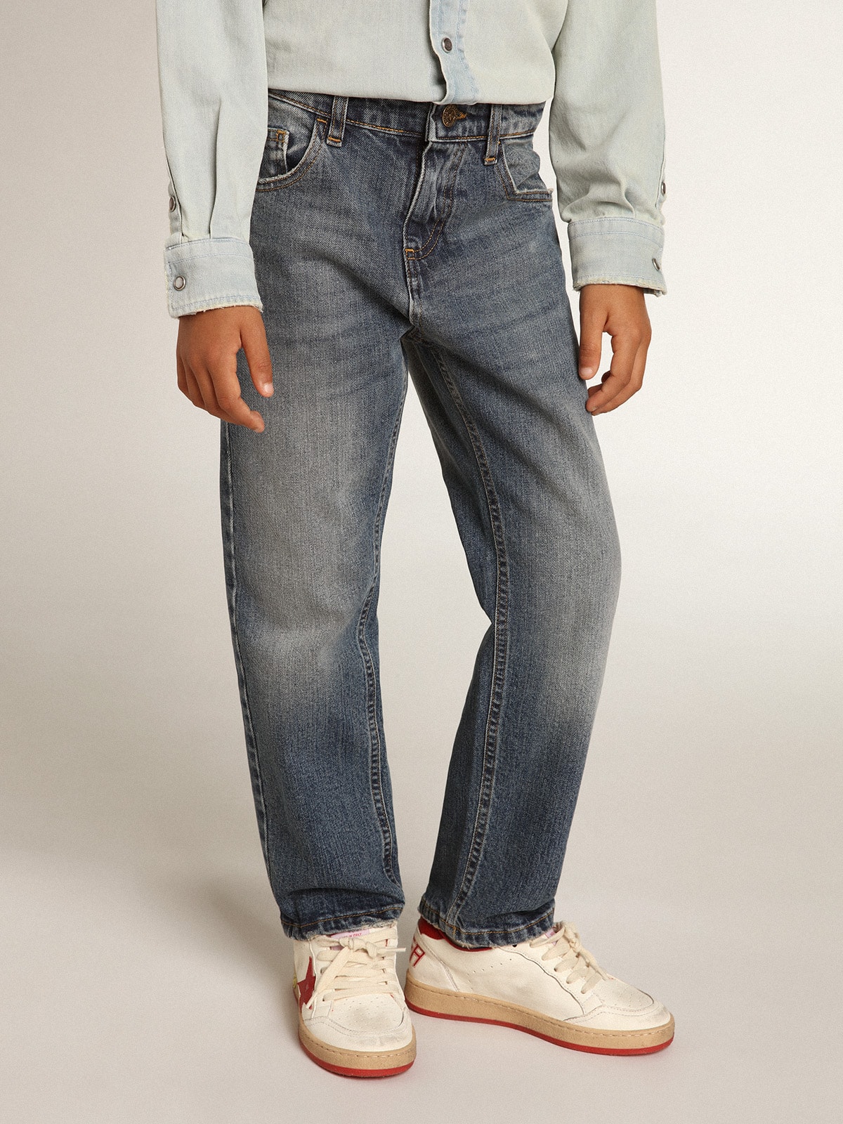 Boys’ stretch jeans in blue denim