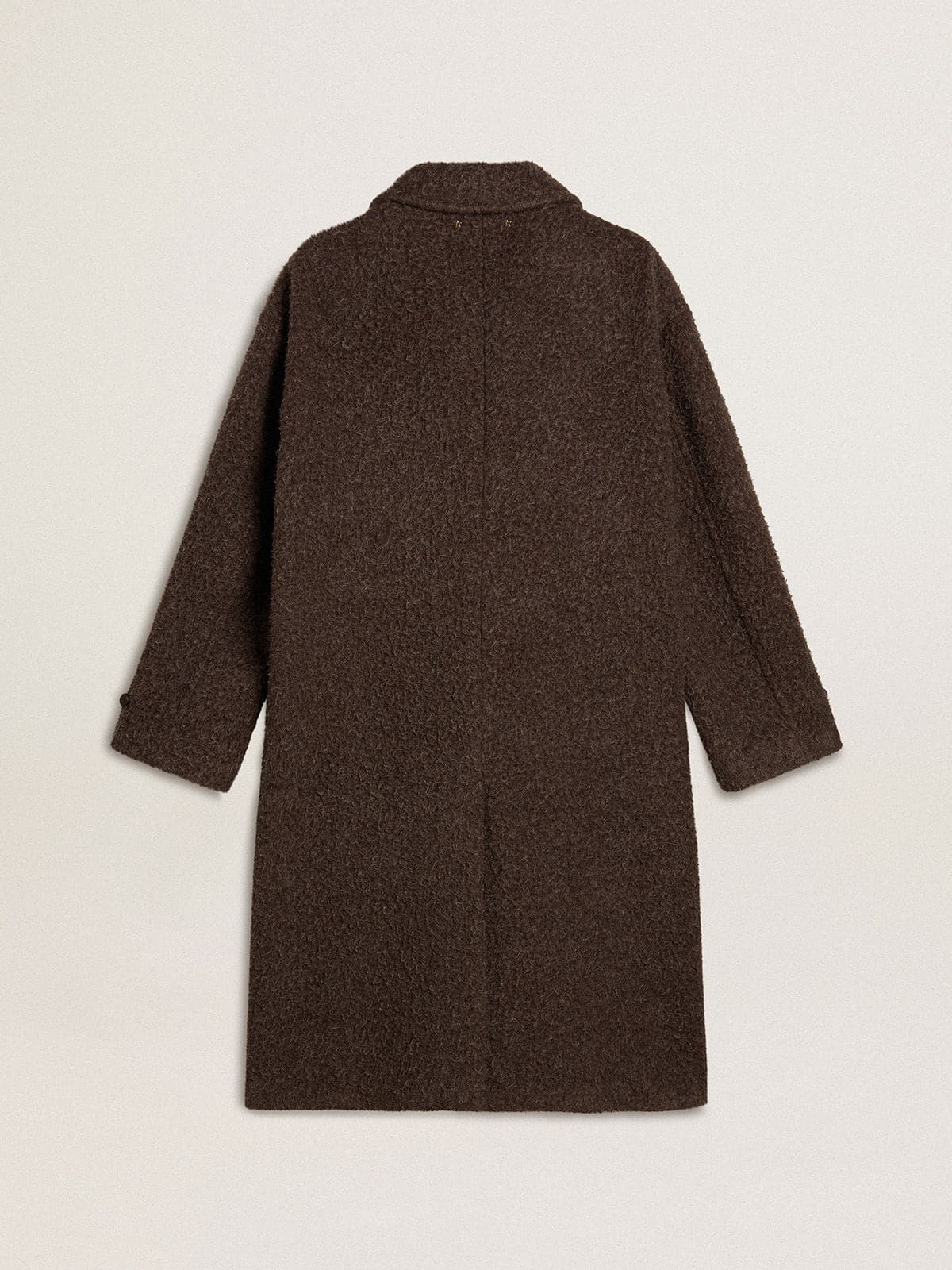 Men's single-breasted Journey coat in wrinkle wool blend with floral pin