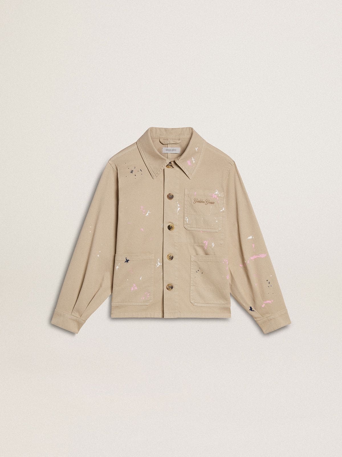 Kids’ beige jacket with multicolor splashes