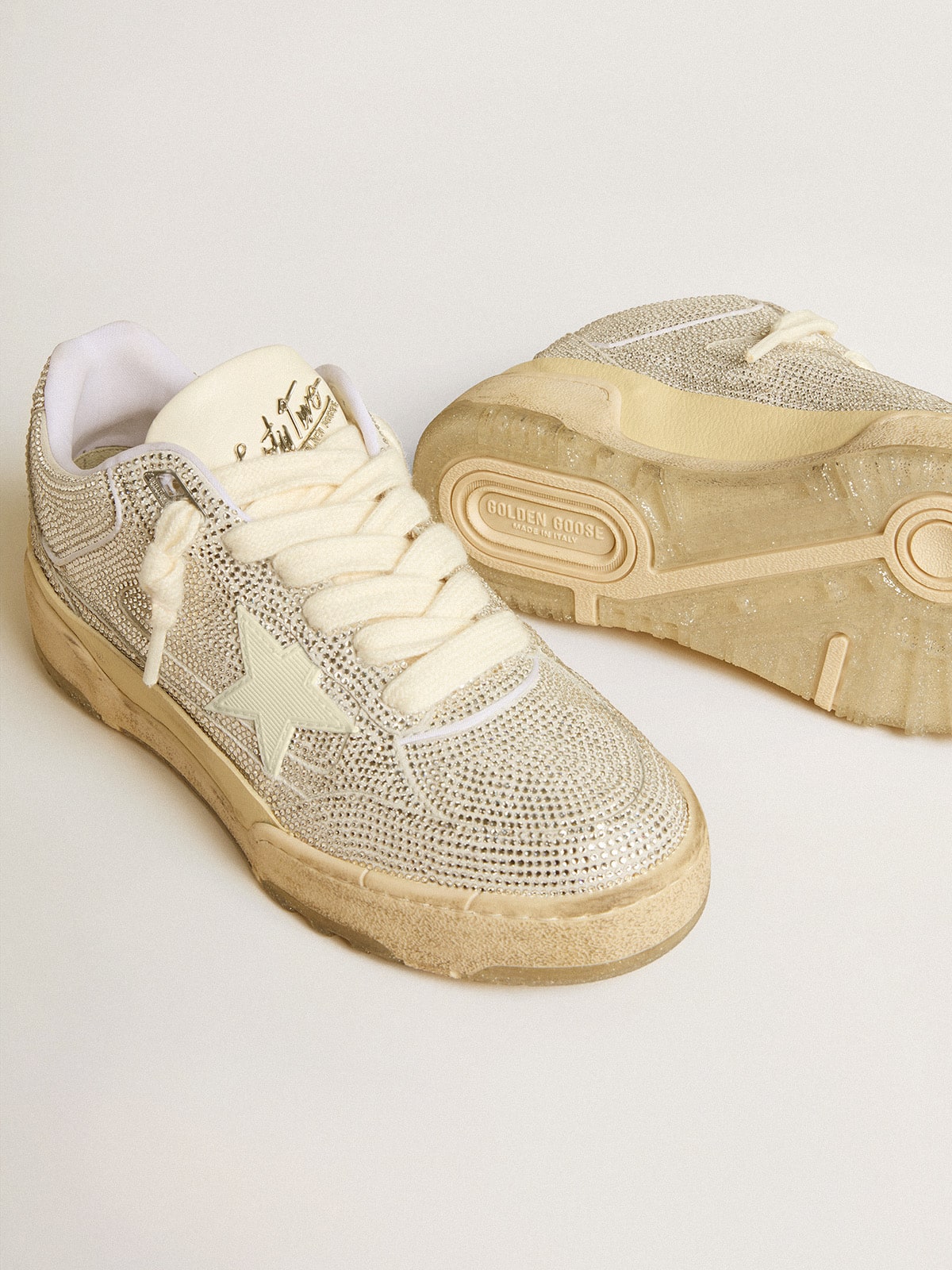 Men’s Forty2 in white leather and Swarovski crystals with white star