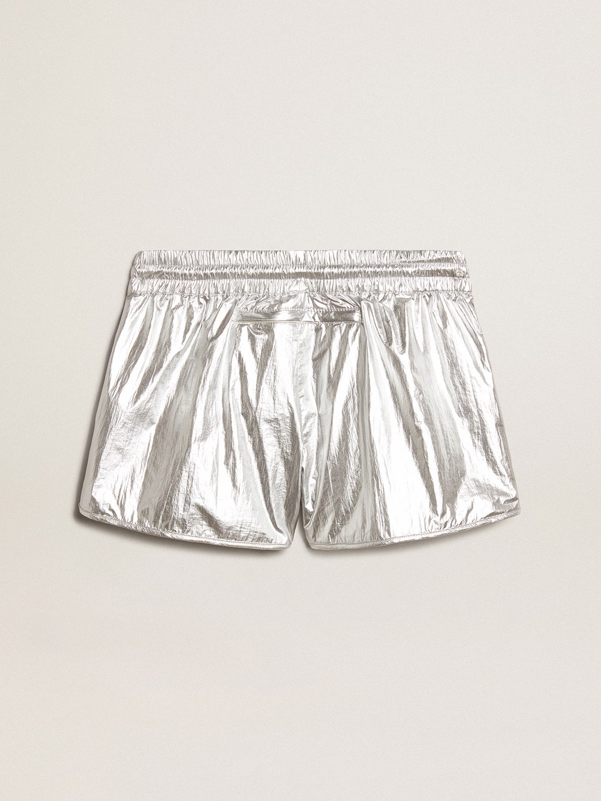 Women’s running shorts in silver fabric