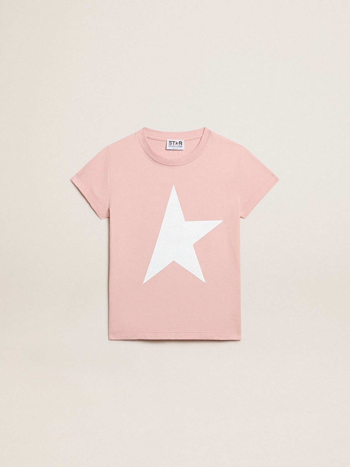 Girls’ pink T-shirt with white logo and maxi star
