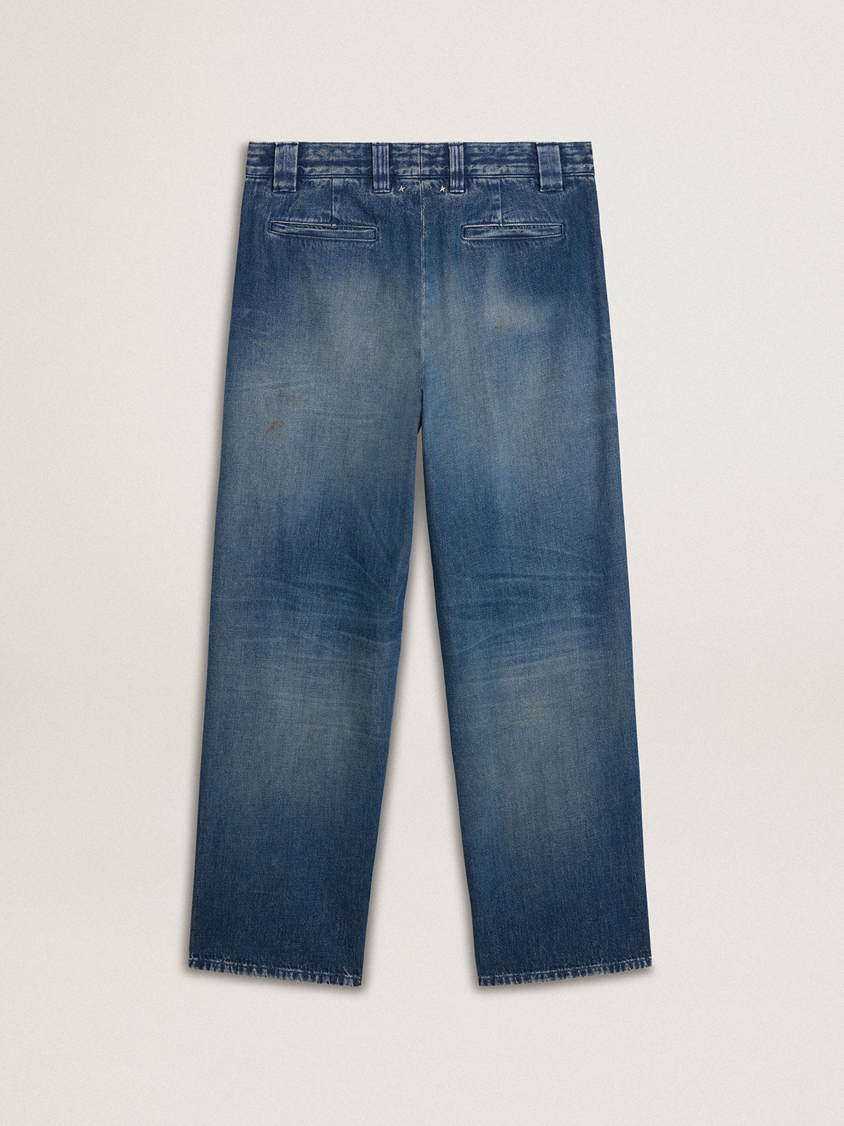 Men's denim chinos with distressed details