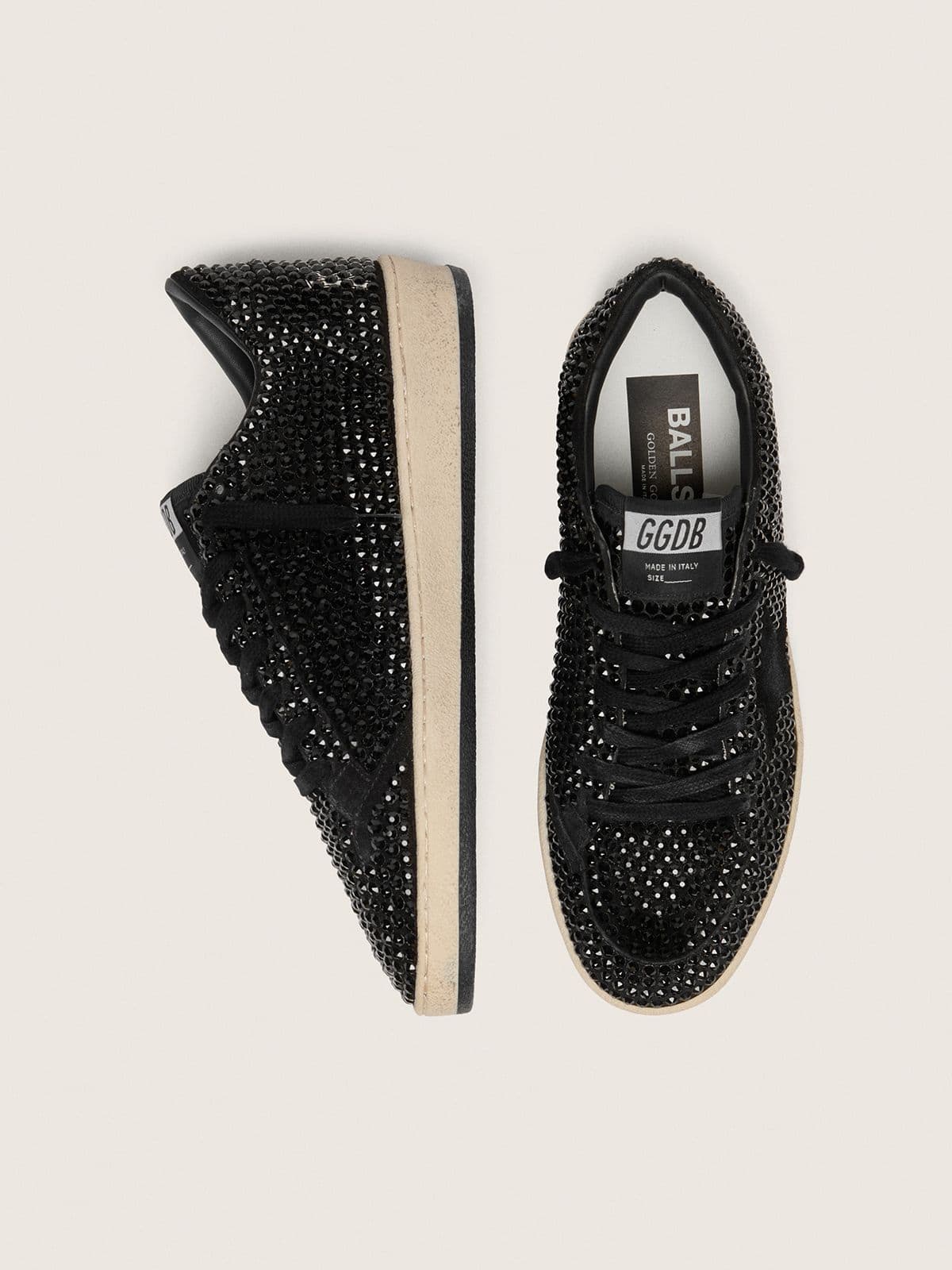 Ball Star in suede with black Swarovski crystals and black suede star