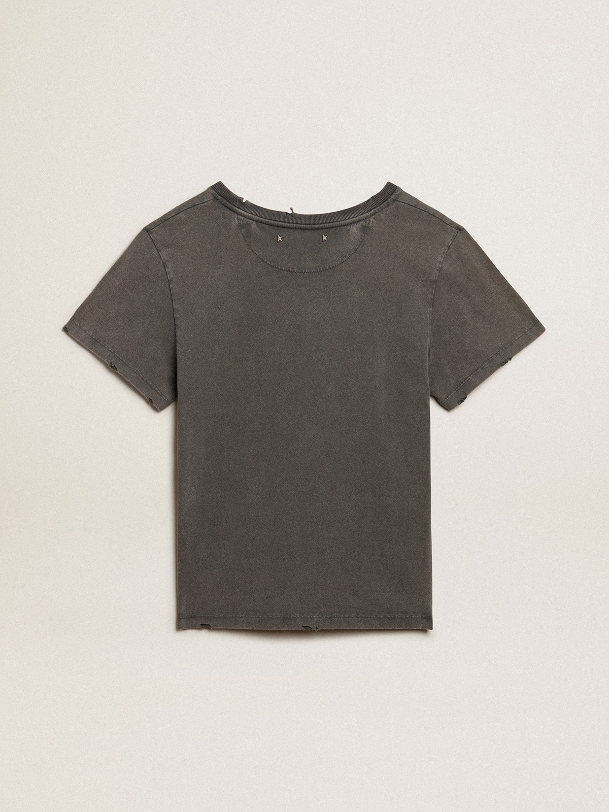 Distressed slim-fit T-shirt in anthracite gray