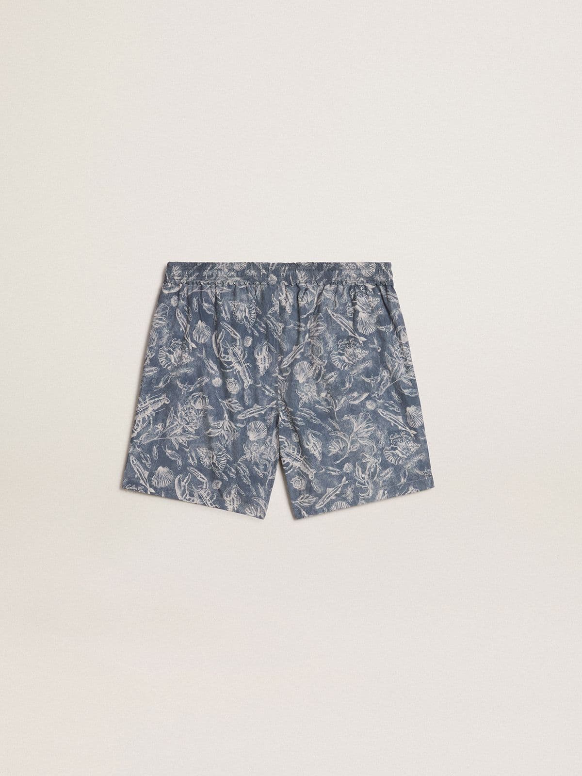 Men's boxers with light blue and white marine print