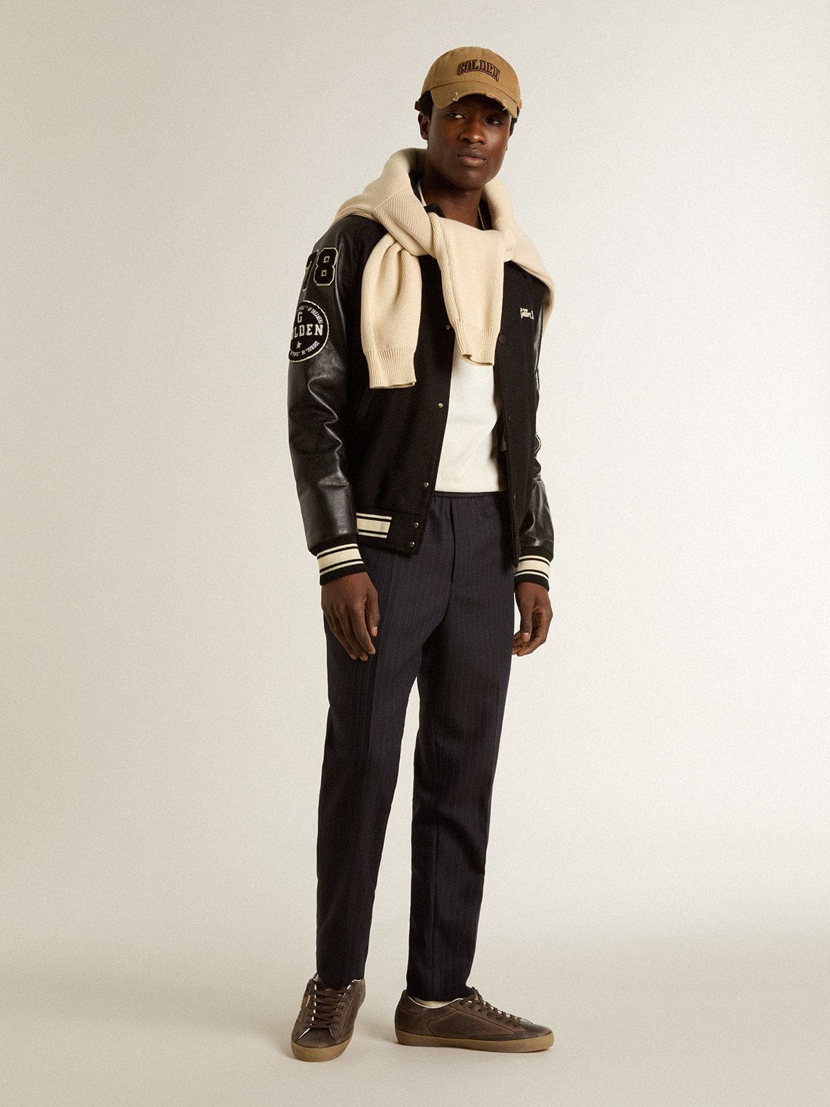 Men’s Super-Star with star and heel tab in brown lived-in effect leather