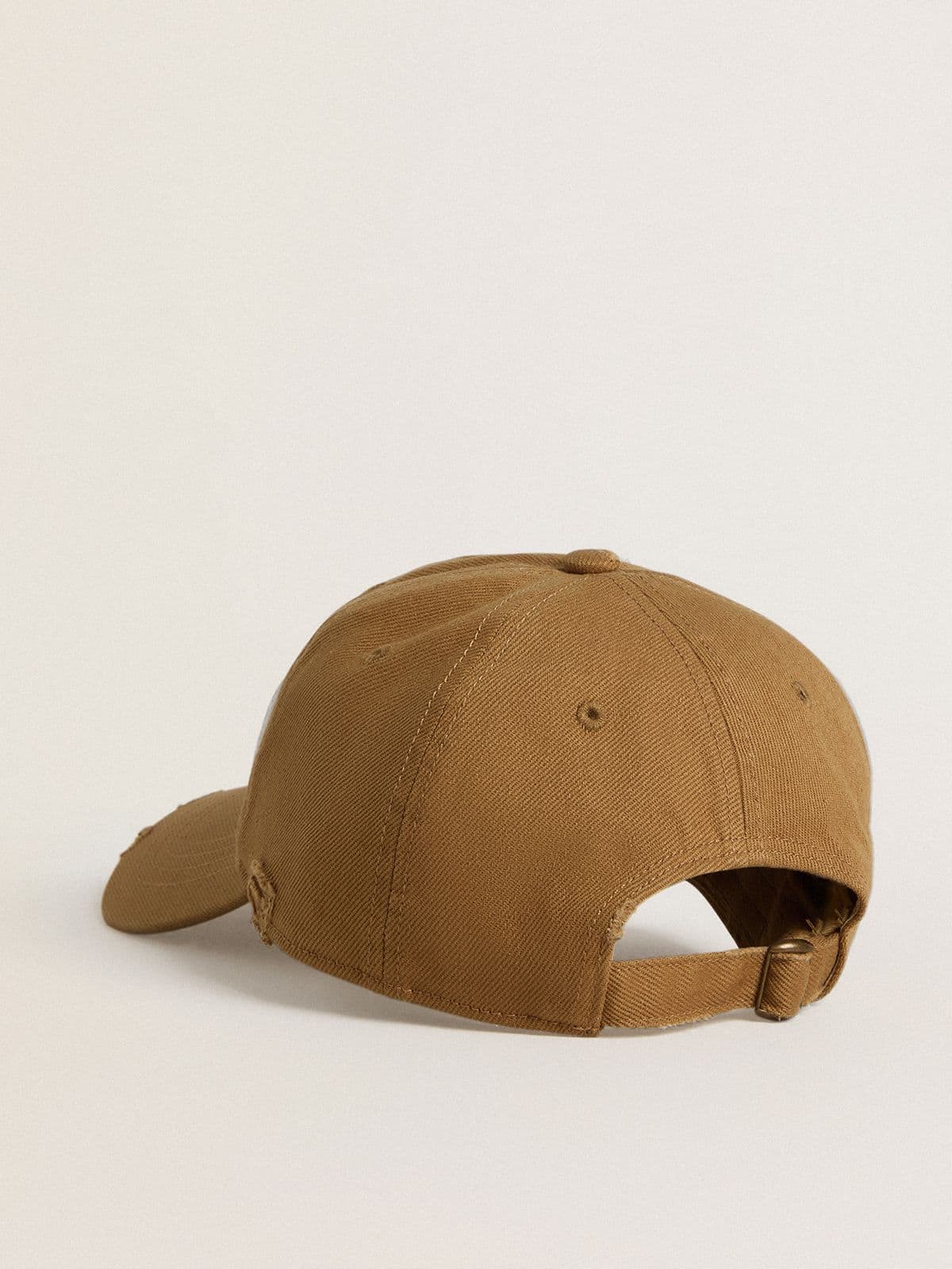 Beige cotton baseball cap with a lived-in finish