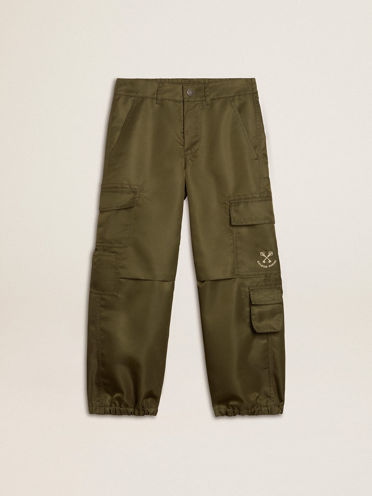 Kids cargo pants in military green