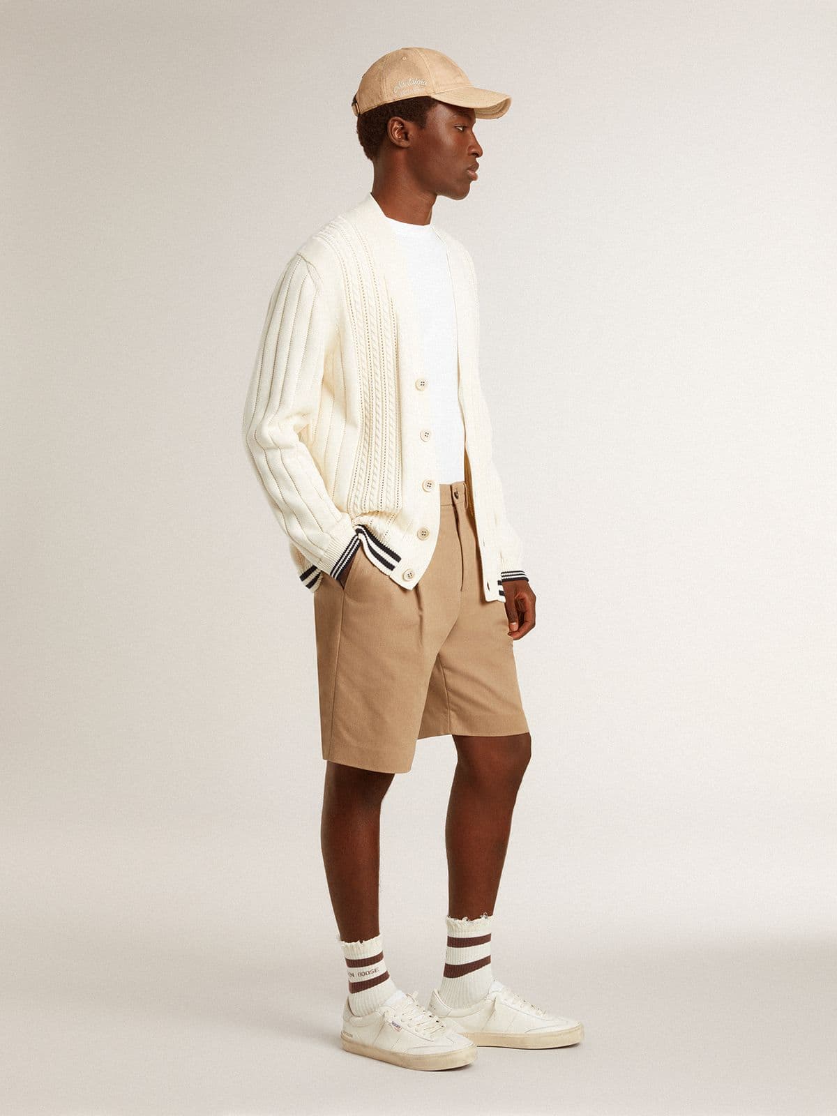 Beige baseball cap with a lived-in finish