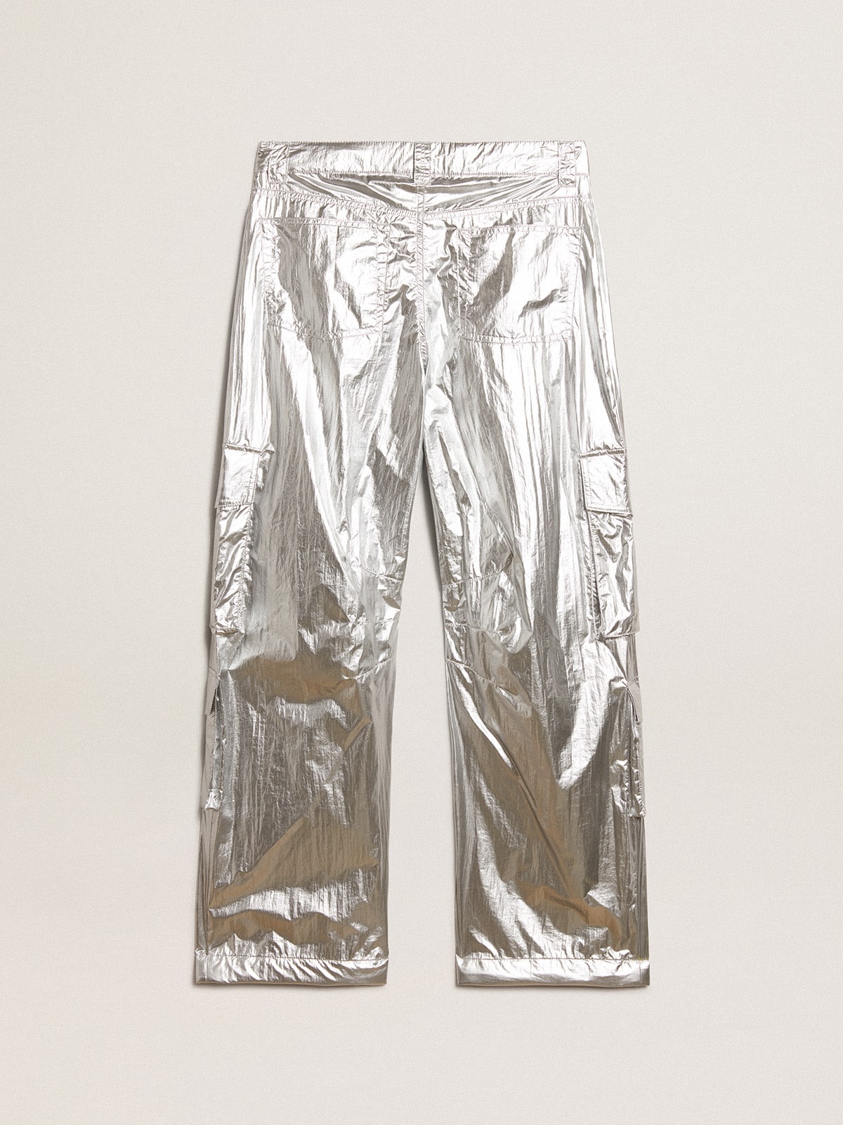 Women’s cargo pants in silver technical fabric