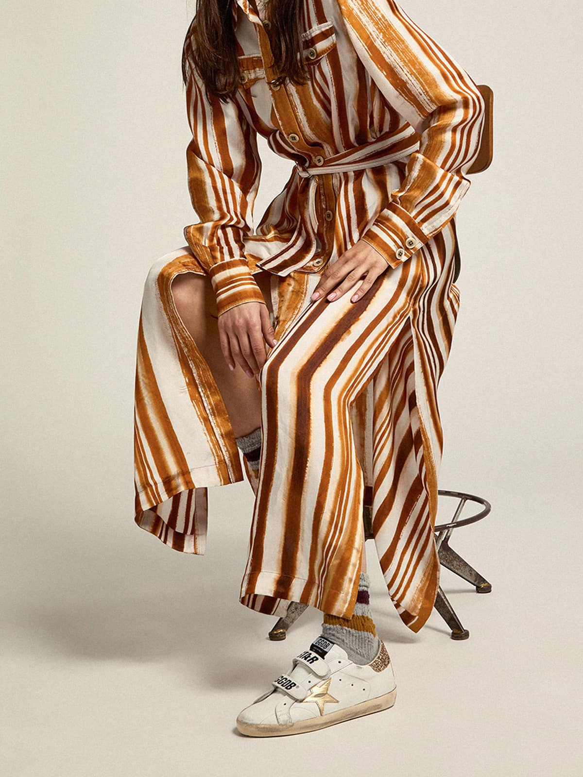 Women's Old School with gold star in laminated leather