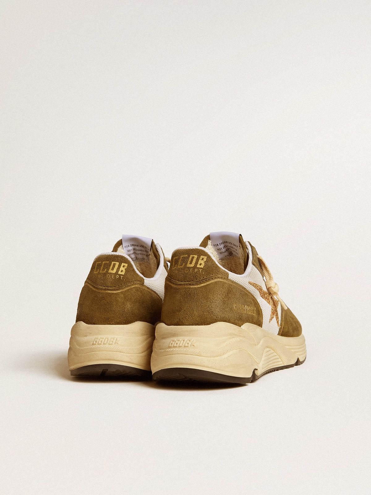 Women’s Running Sole in brown suede and mesh with gold glitter star