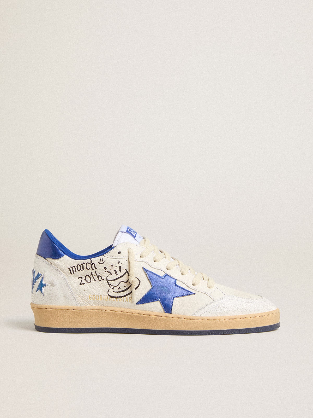Women’s Ball Star Wishes in white nappa leather with bright blue star and heel tab