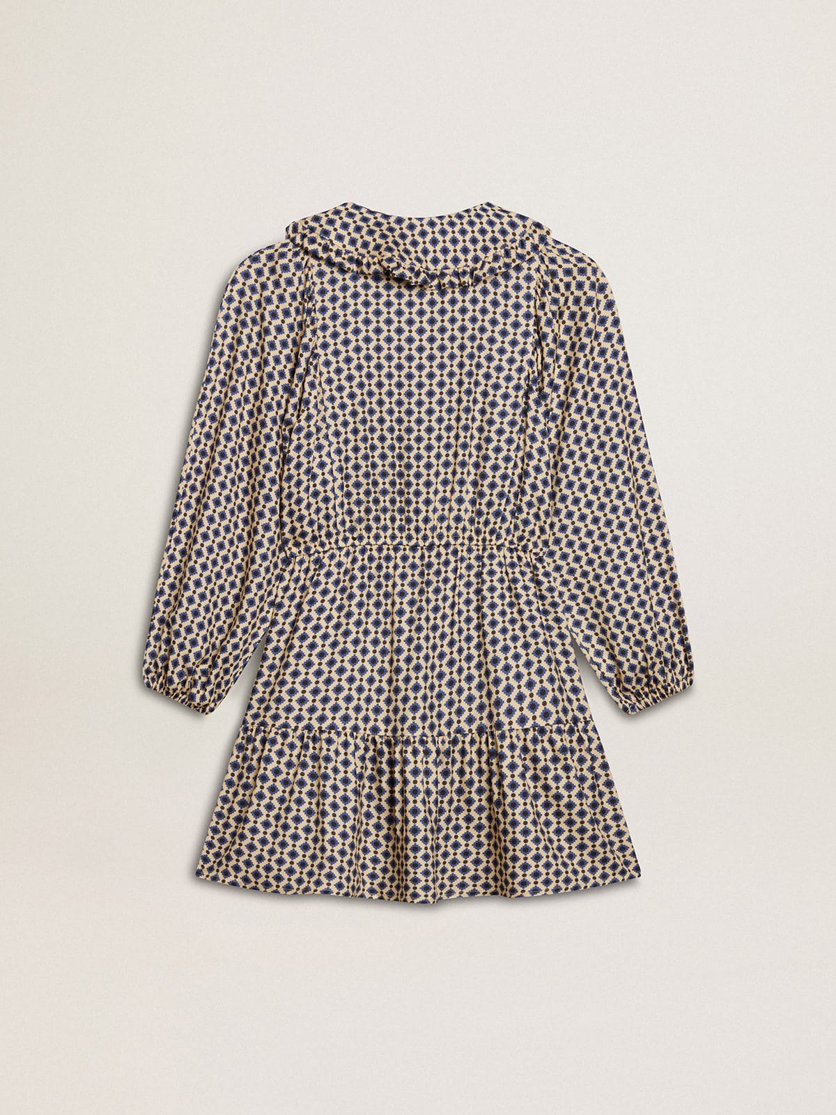 Girls' dress with geometric print and removable collar