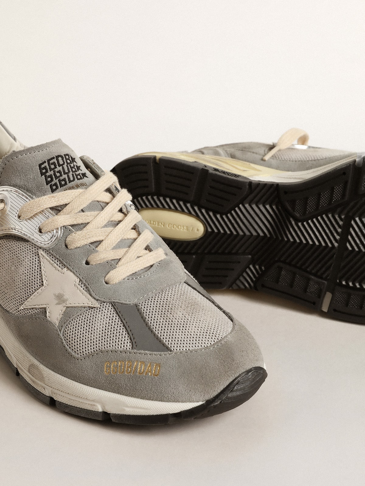 Women's Dad-Star in suede and silver mesh with white leather star and heel tab