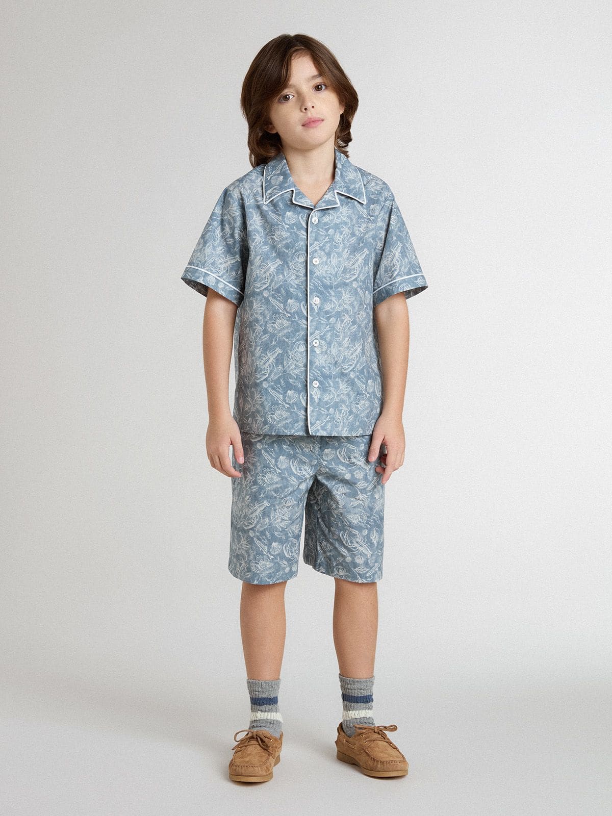 Boys' blue shirt with white print