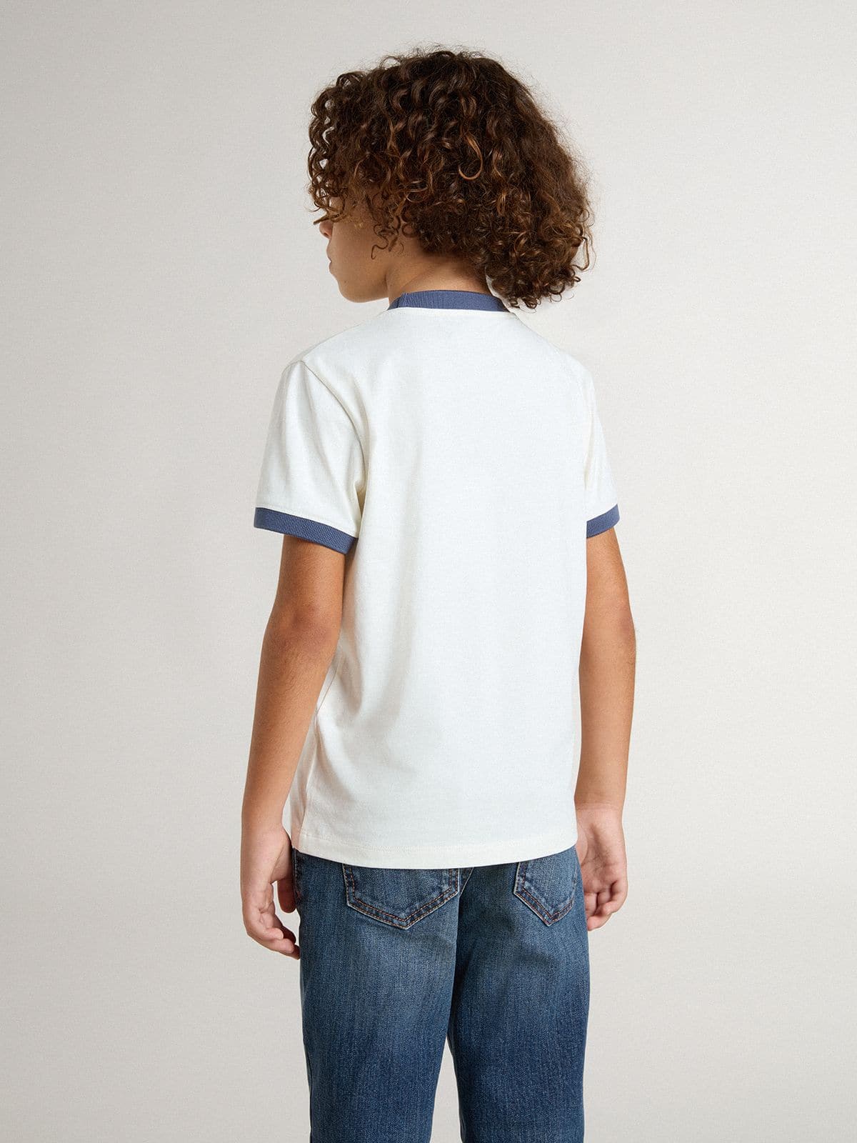 Boys' white T-shirt with blue print