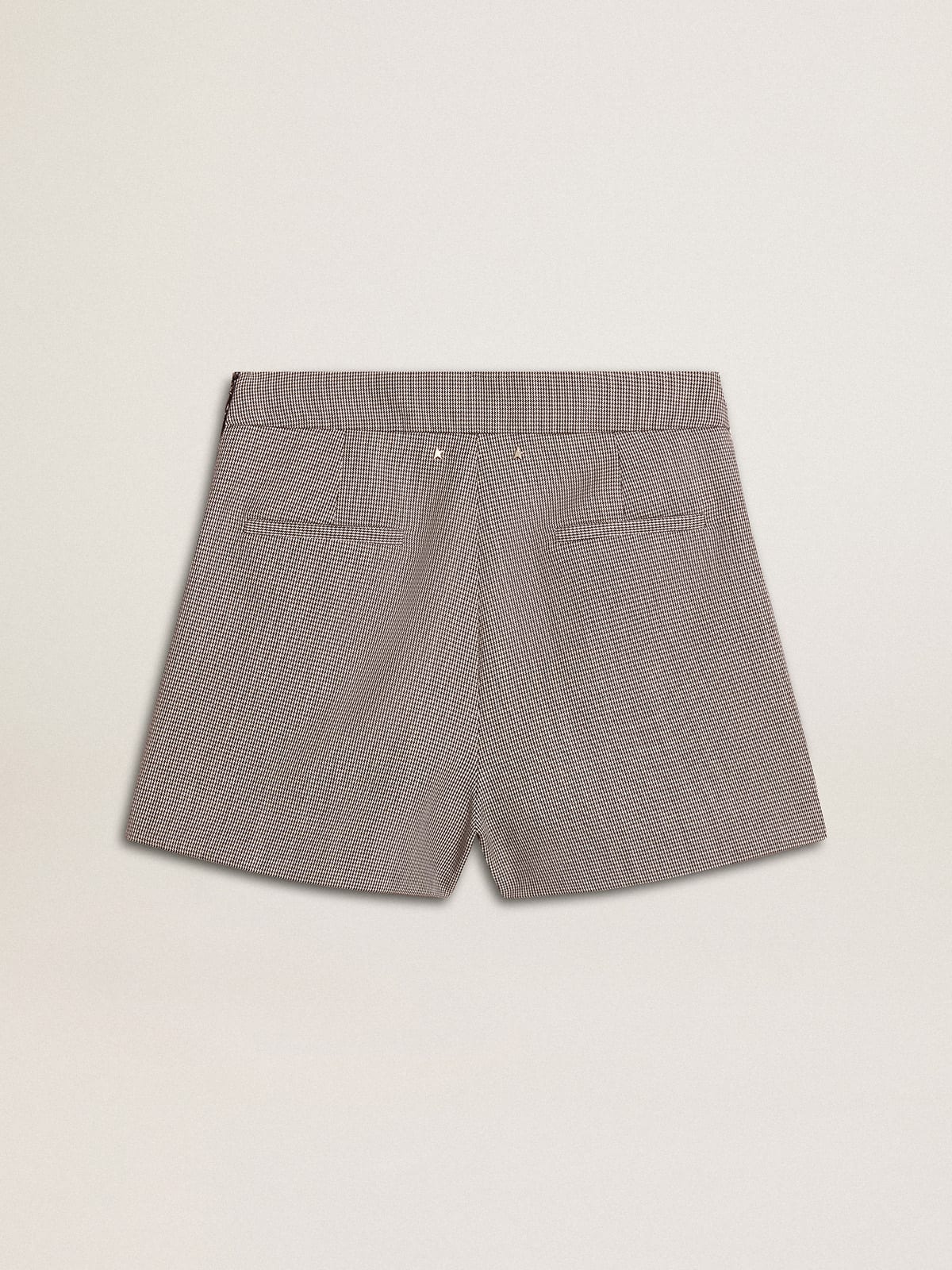 Women's gray mini shorts in houndstooth wool