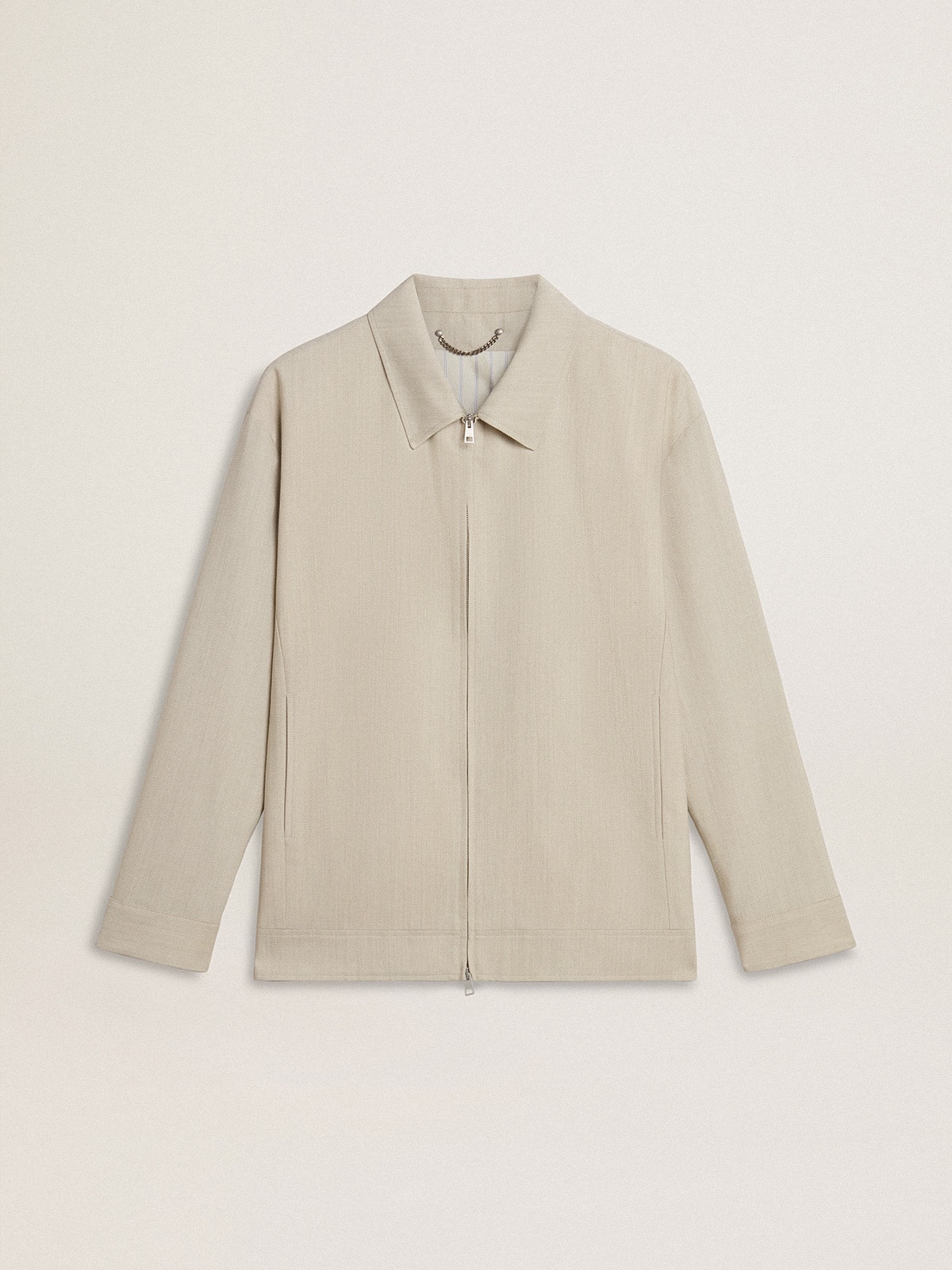 Men's khaki wool blend coach jacket