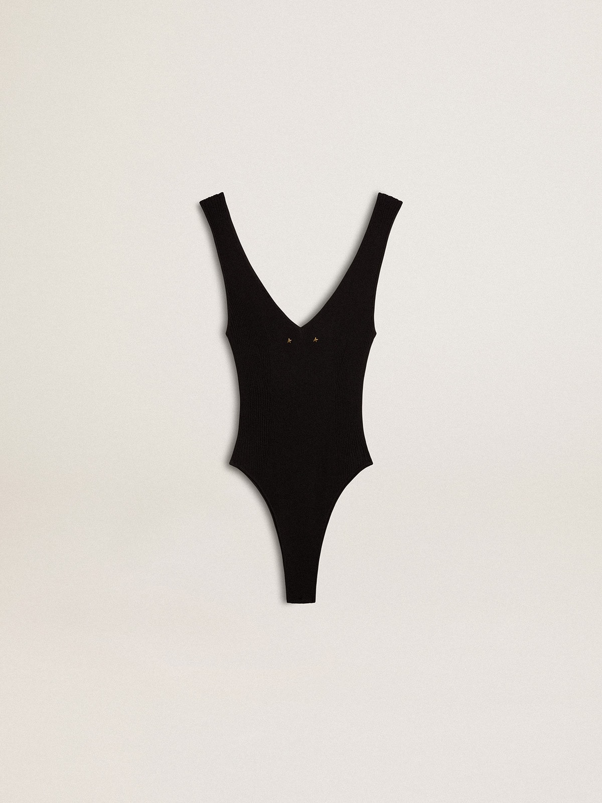 Women's black V-neck bodysuit