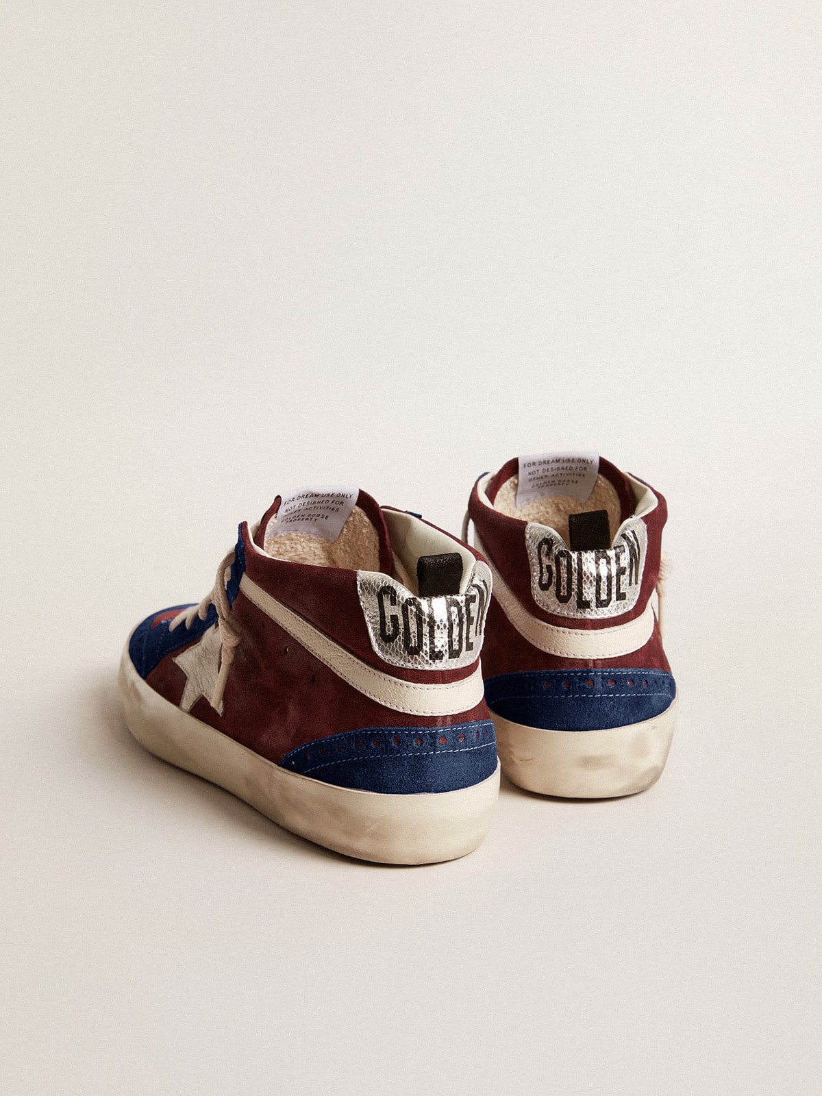 Men's Mid Star in wine-red suede with white nappa star and flash