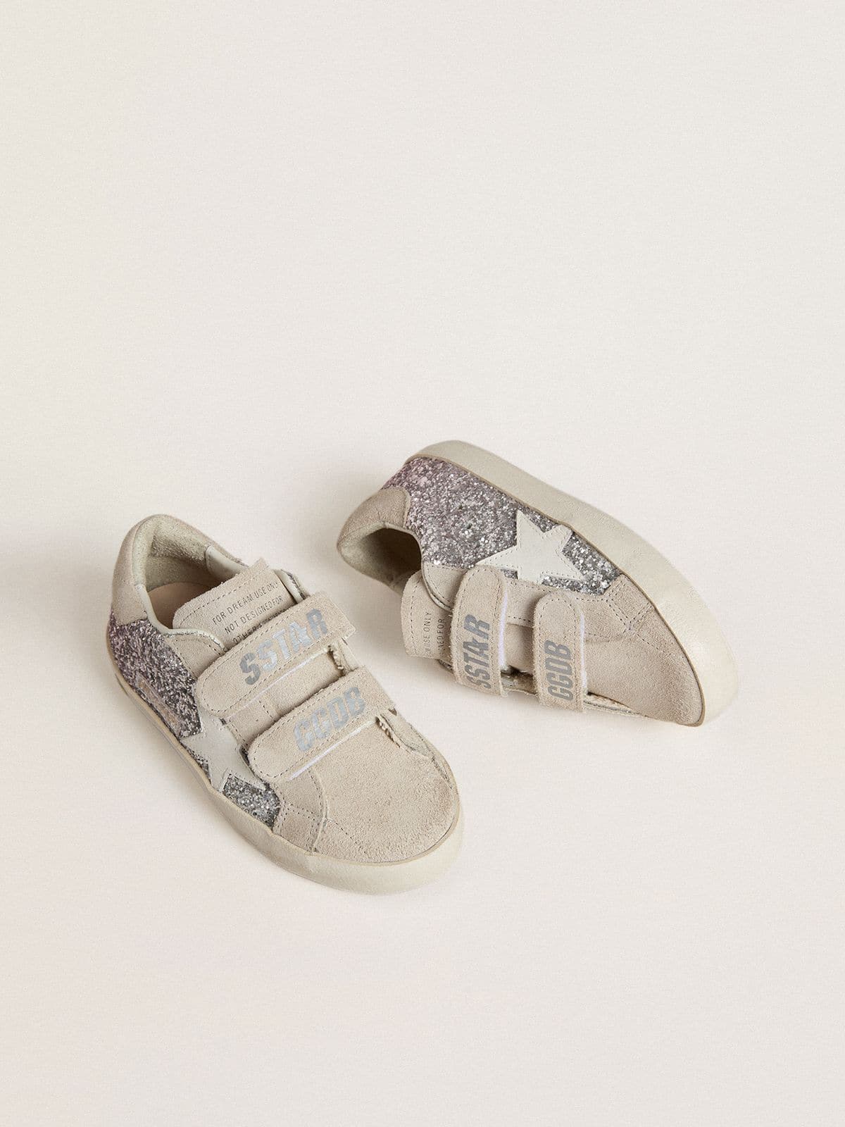 Teen Old School in silver and pink glitter with white leather star