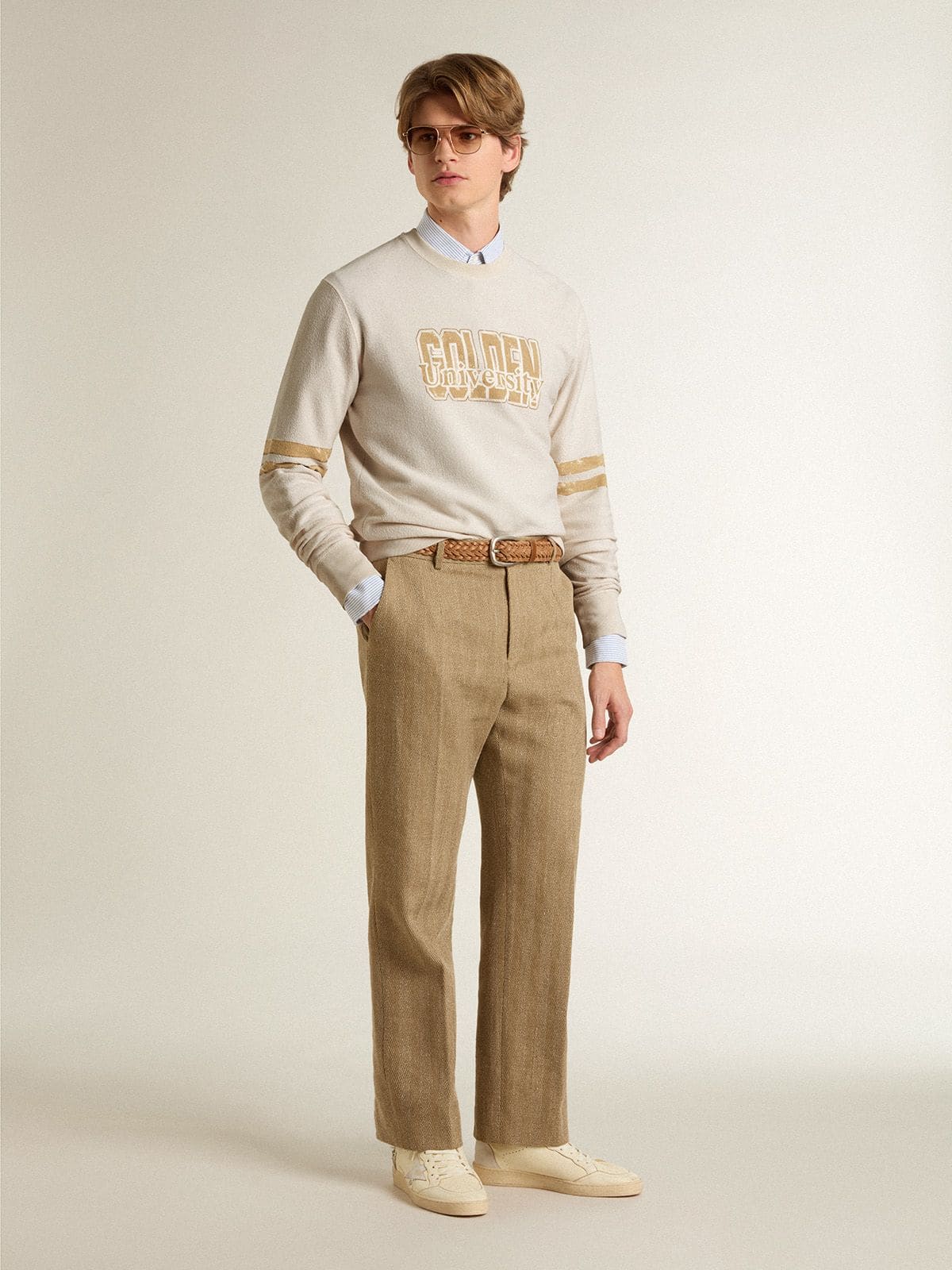 Men's white cotton sweatshirt with front print