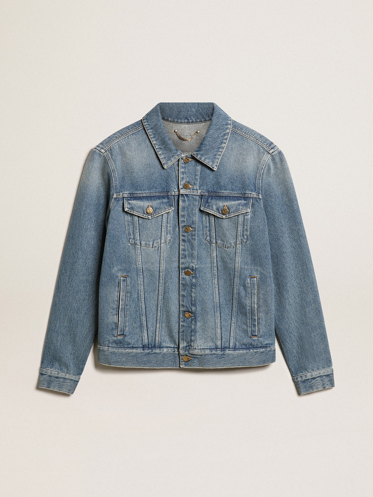 Men's denim jacket with medium wash