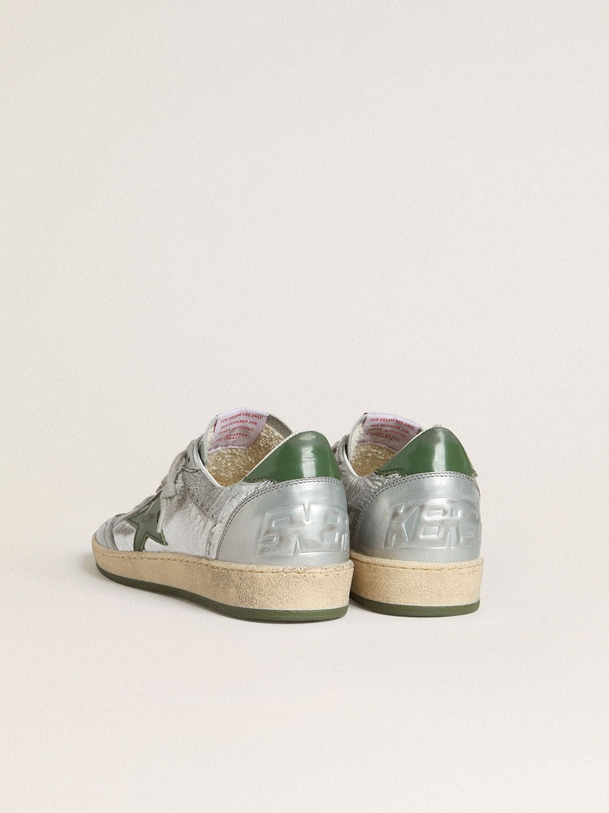 Women's Ball Star in silver nylon with green leather star and heel tab