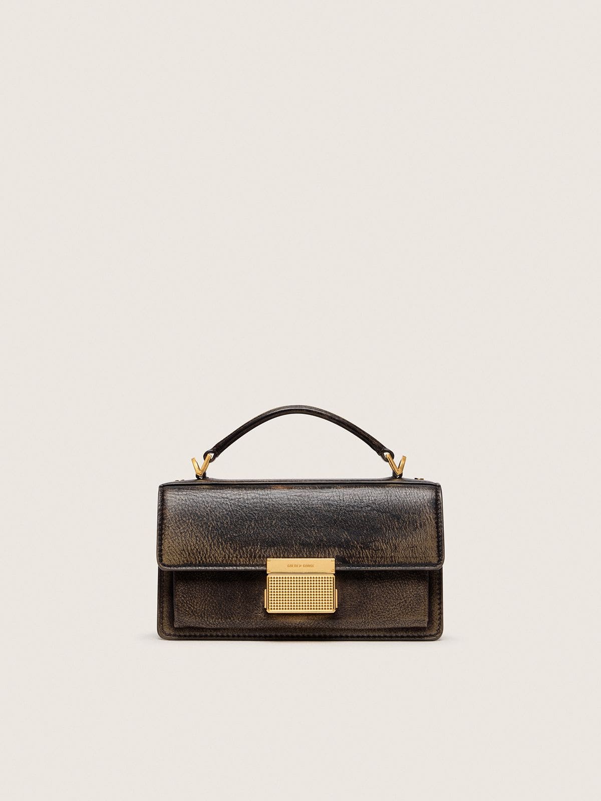 Small Venezia Bag in dark brown leather with gold buckle