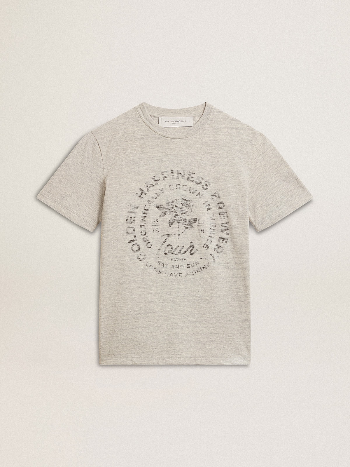 Women’s T-shirt in gray melange cotton with seasonal print