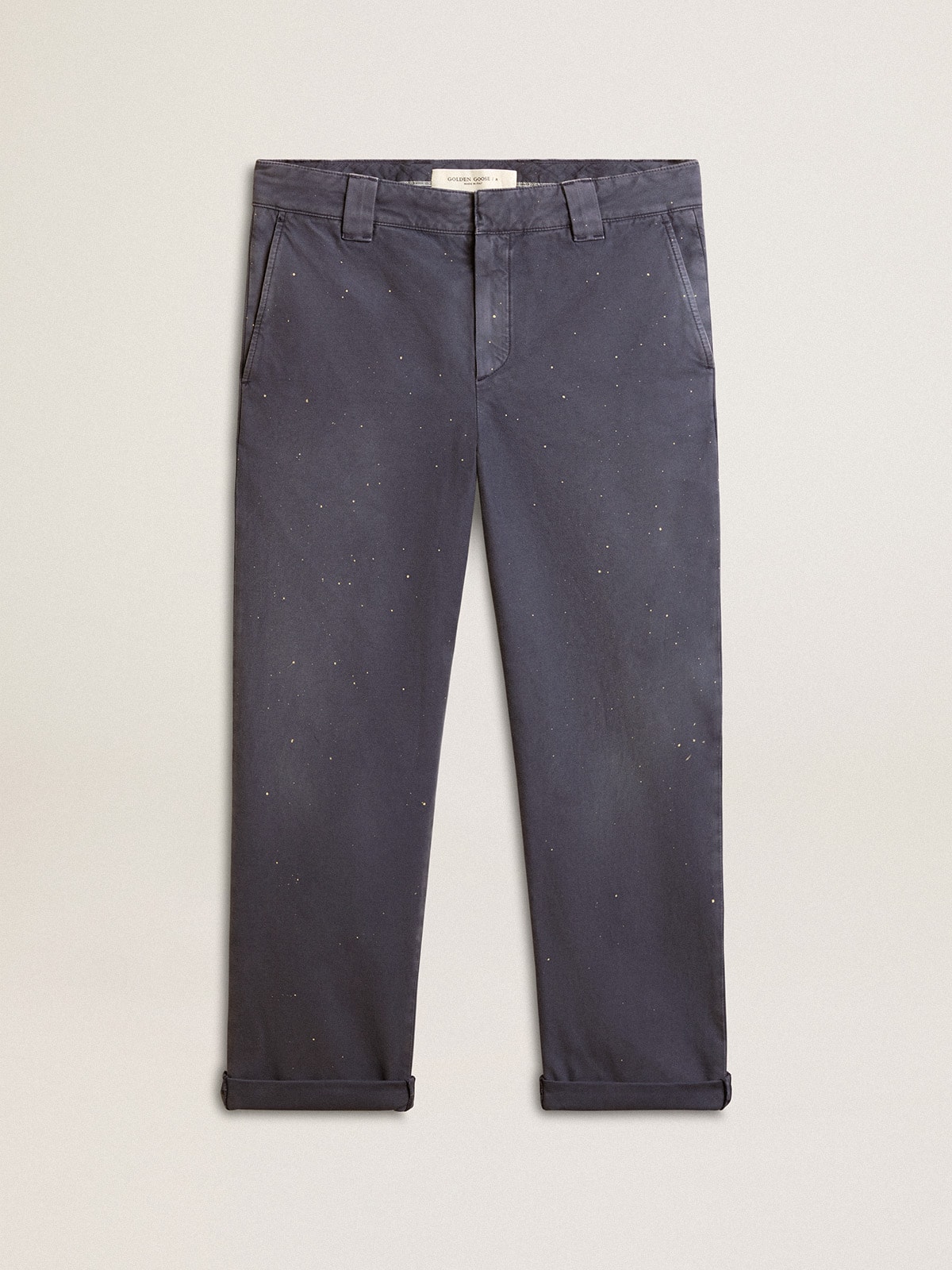 Men's chinos in blue with a lived-in effect