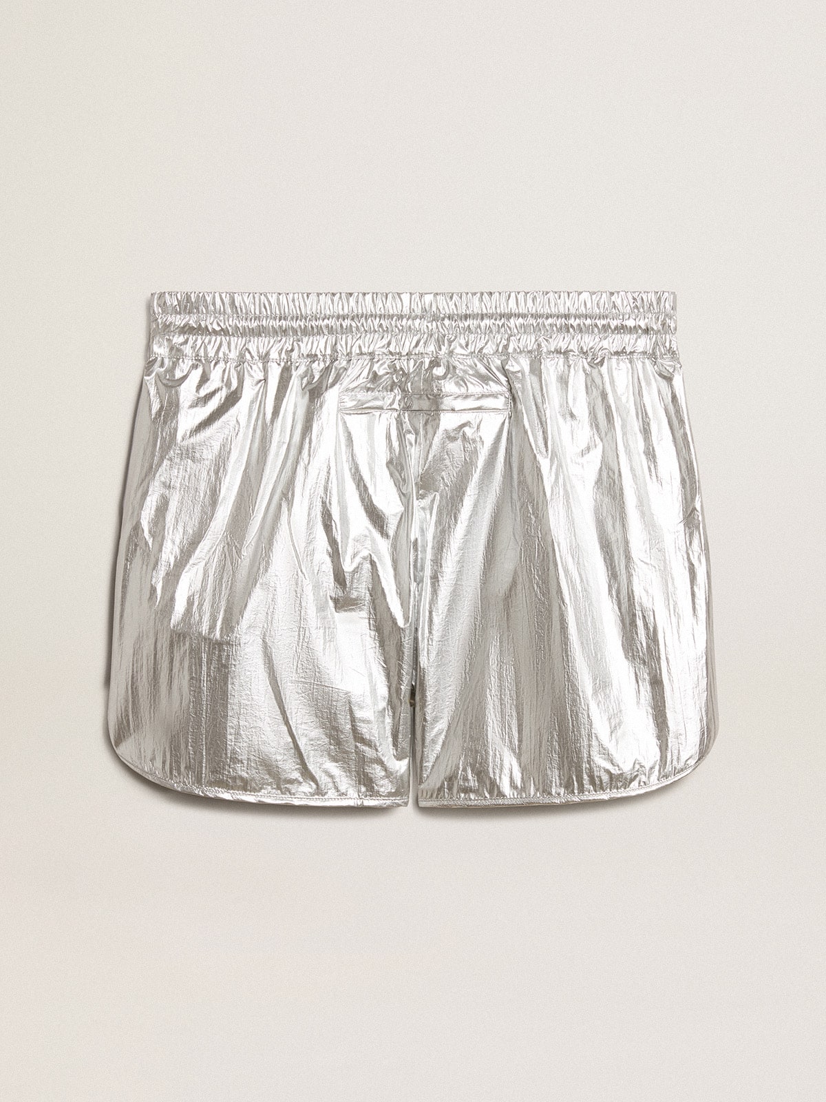 Men's running shorts in silver fabric