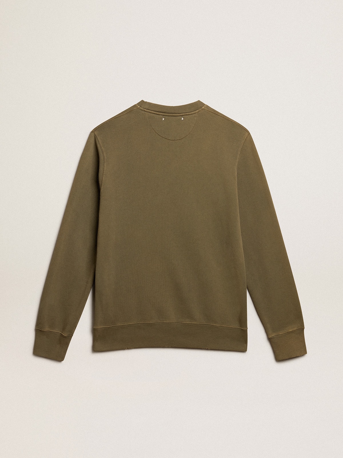 Men's olive green sweatshirt with Golden lettering