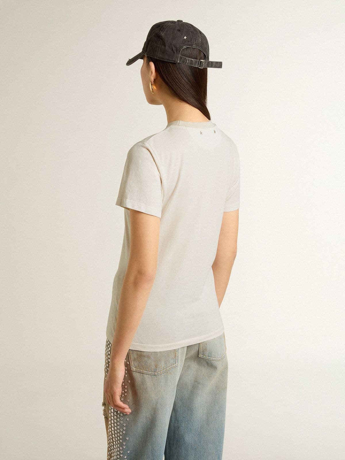 Women's white T-shirt with print on the front