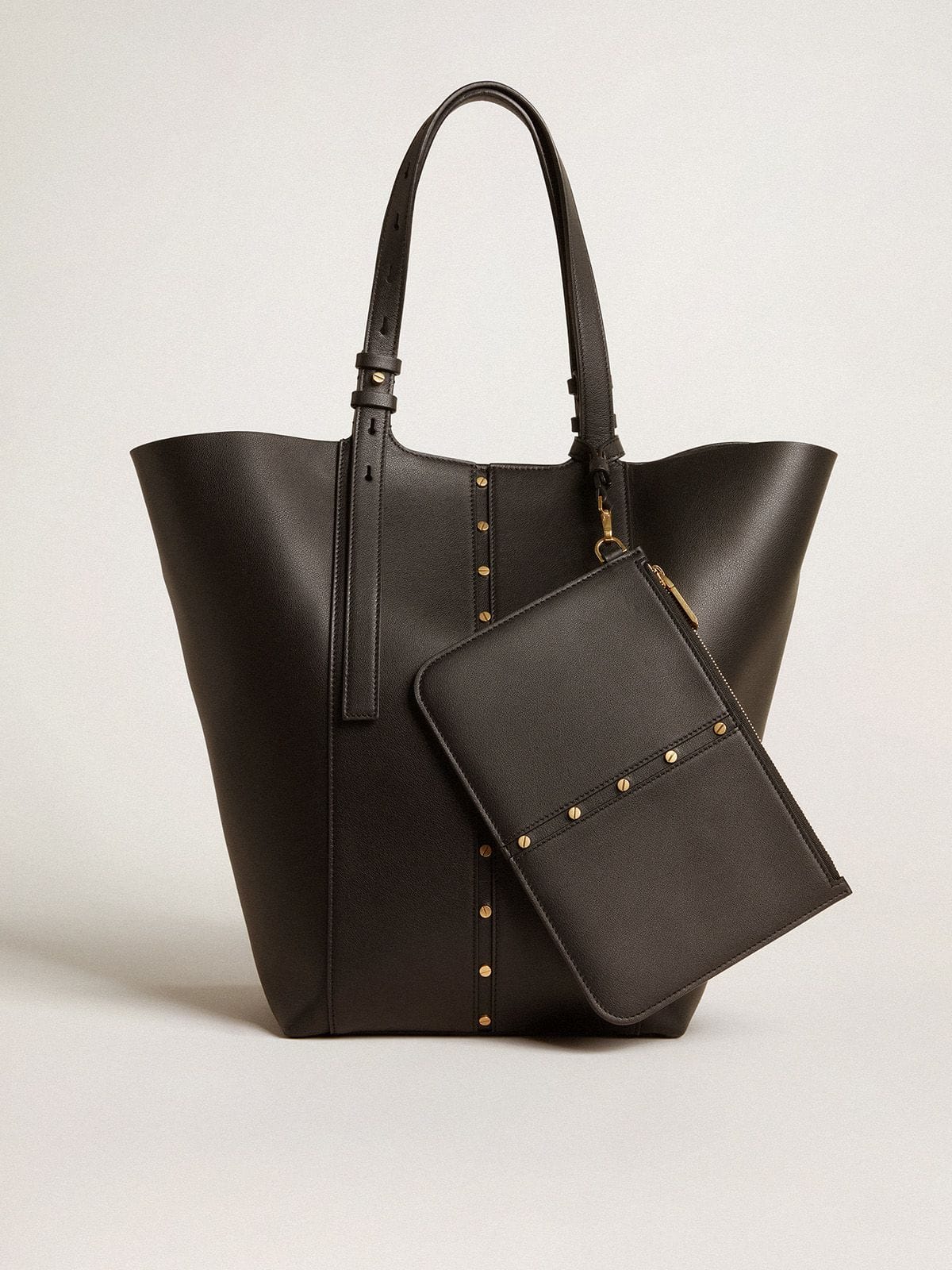 24/7 Bag North South in black leather with adjustable handles