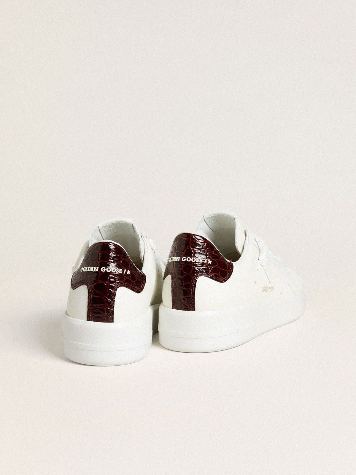 Men’s Purestar with white leather star and burgundy croc-print leather heel tab