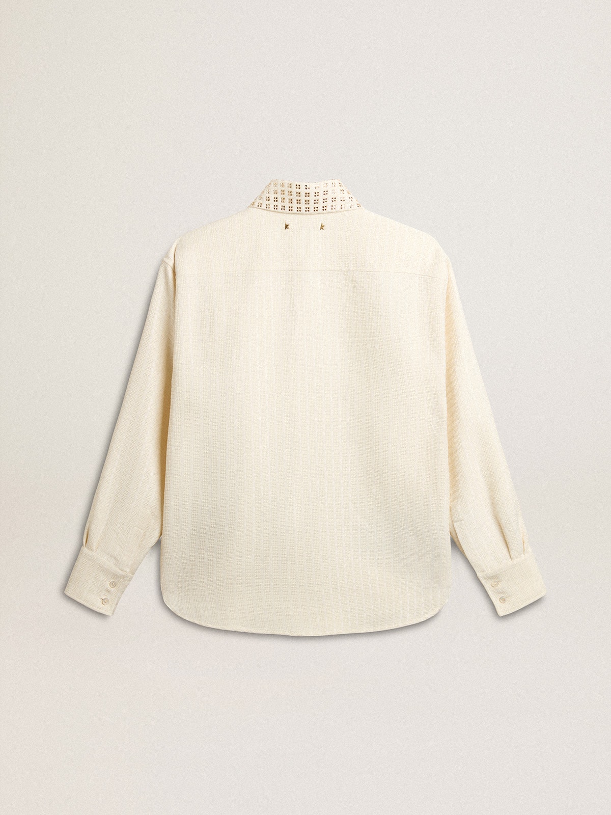 Women's viscose and cotton blend shirt with crystal-embellished collar