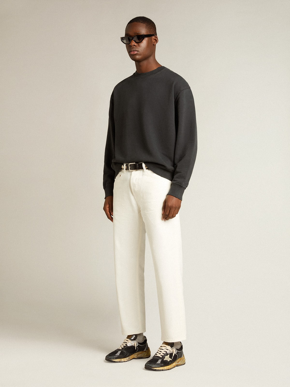 Sweatshirt in washed black with reverse logo on the back - Jersey Capsule