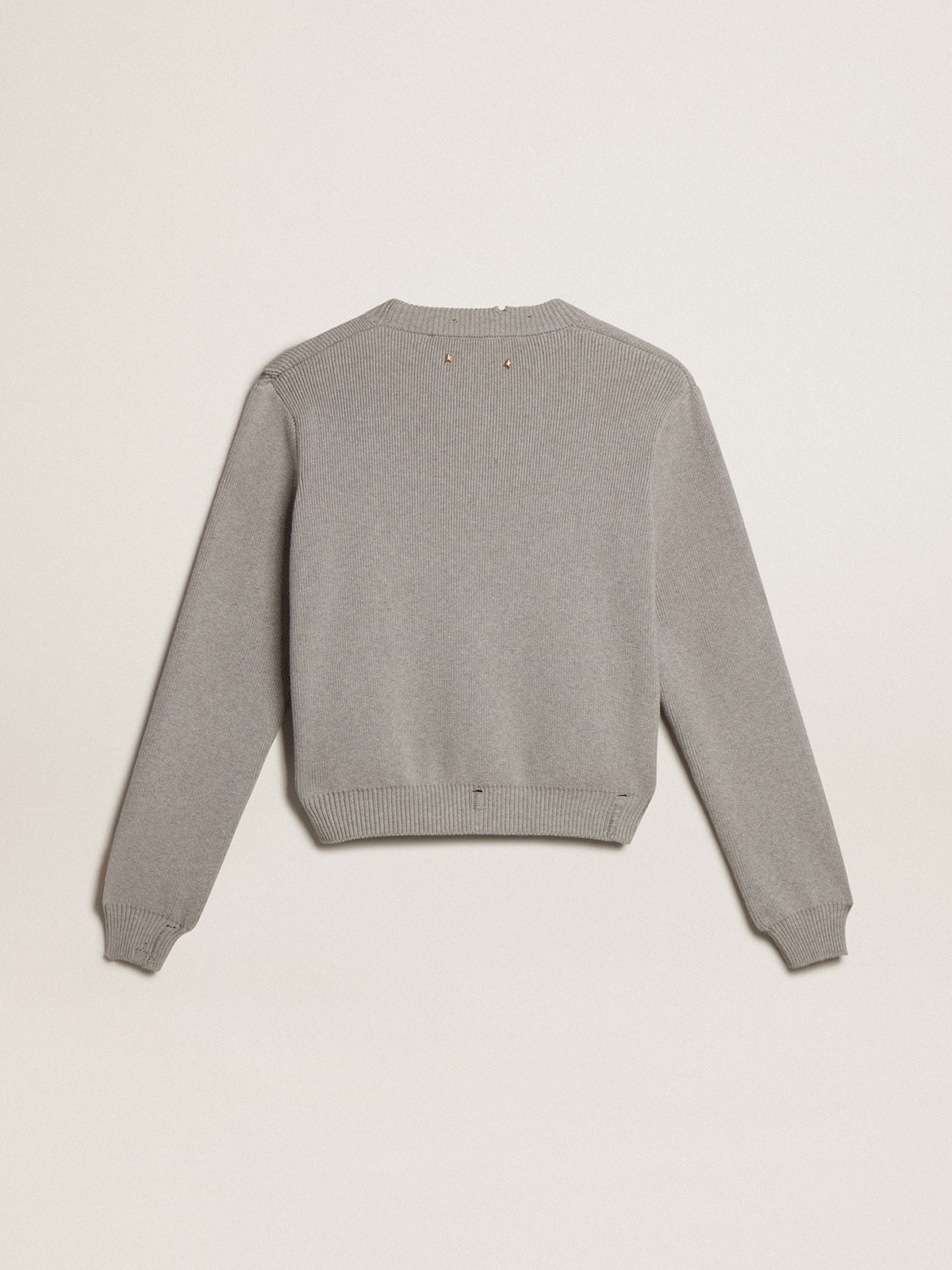 Women's round-neck sweater in gray cotton