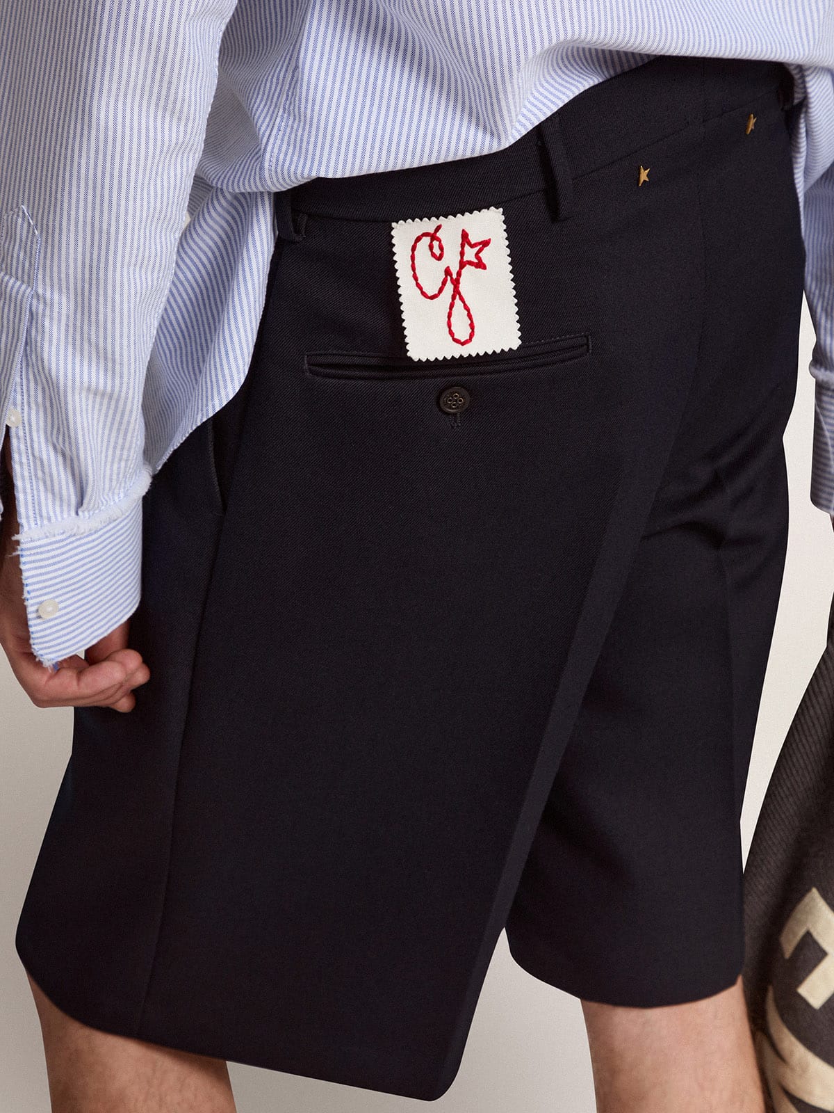 Men's bermuda shorts in dark blue wool