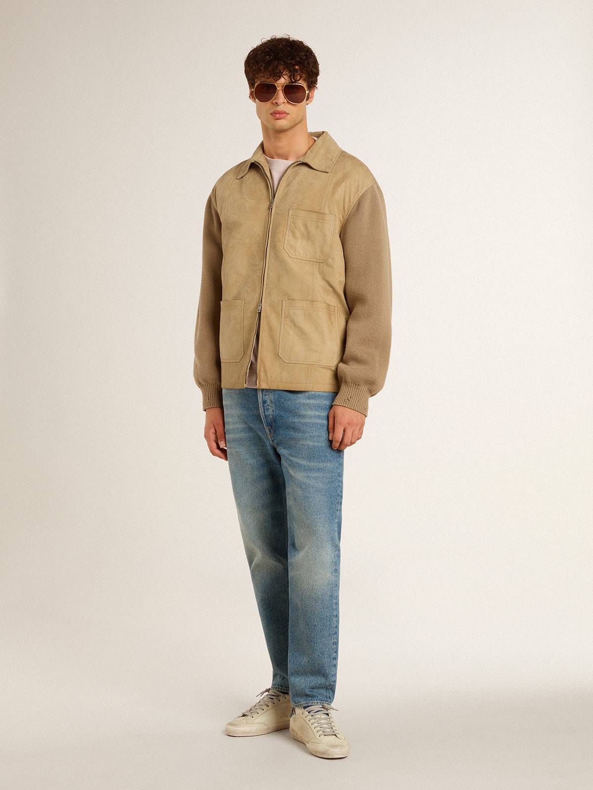 Men's Super-Star LTD in nubuck with white leather star and blue heel tab