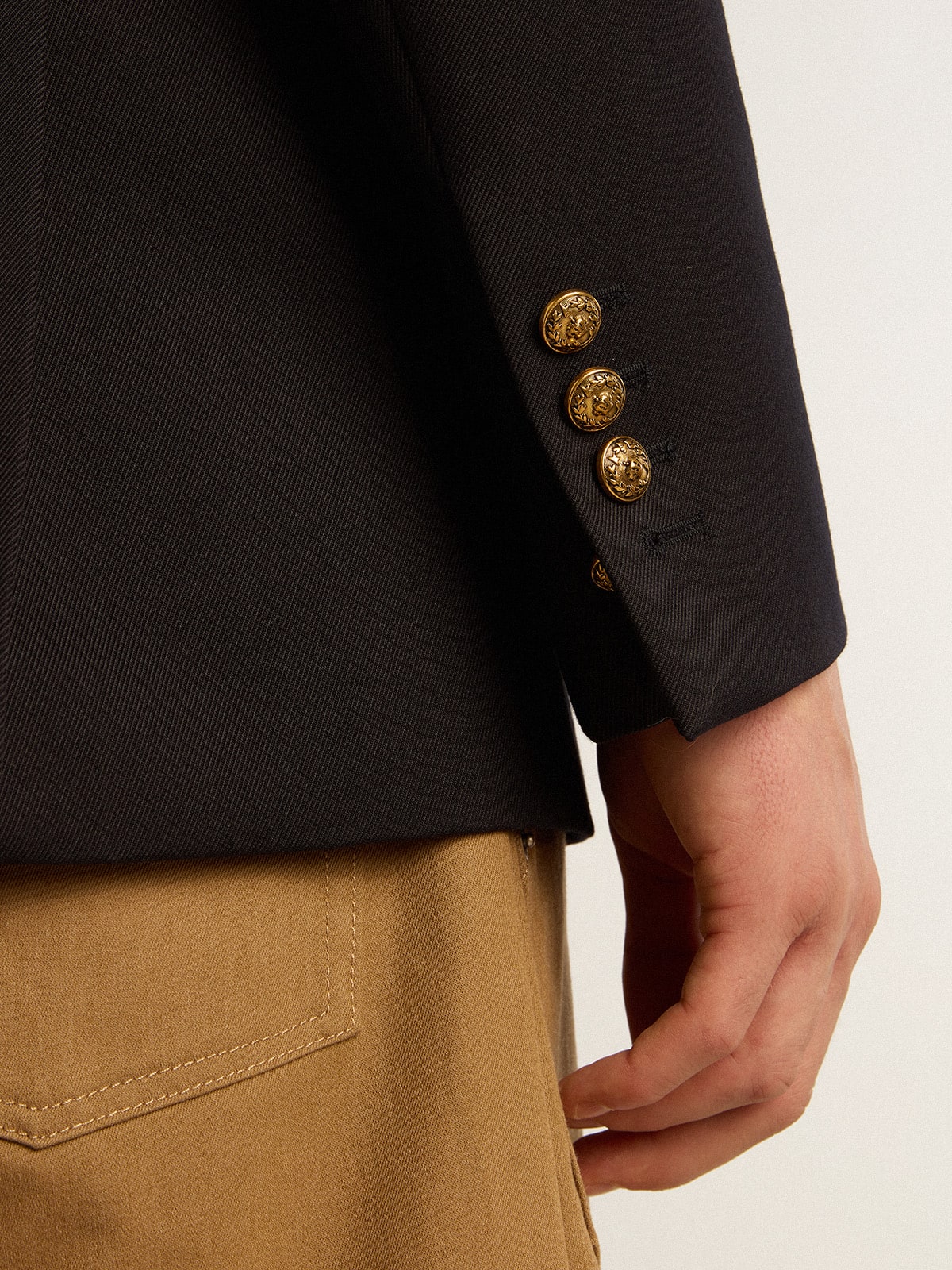 Men's double-breasted blazer in dark blue