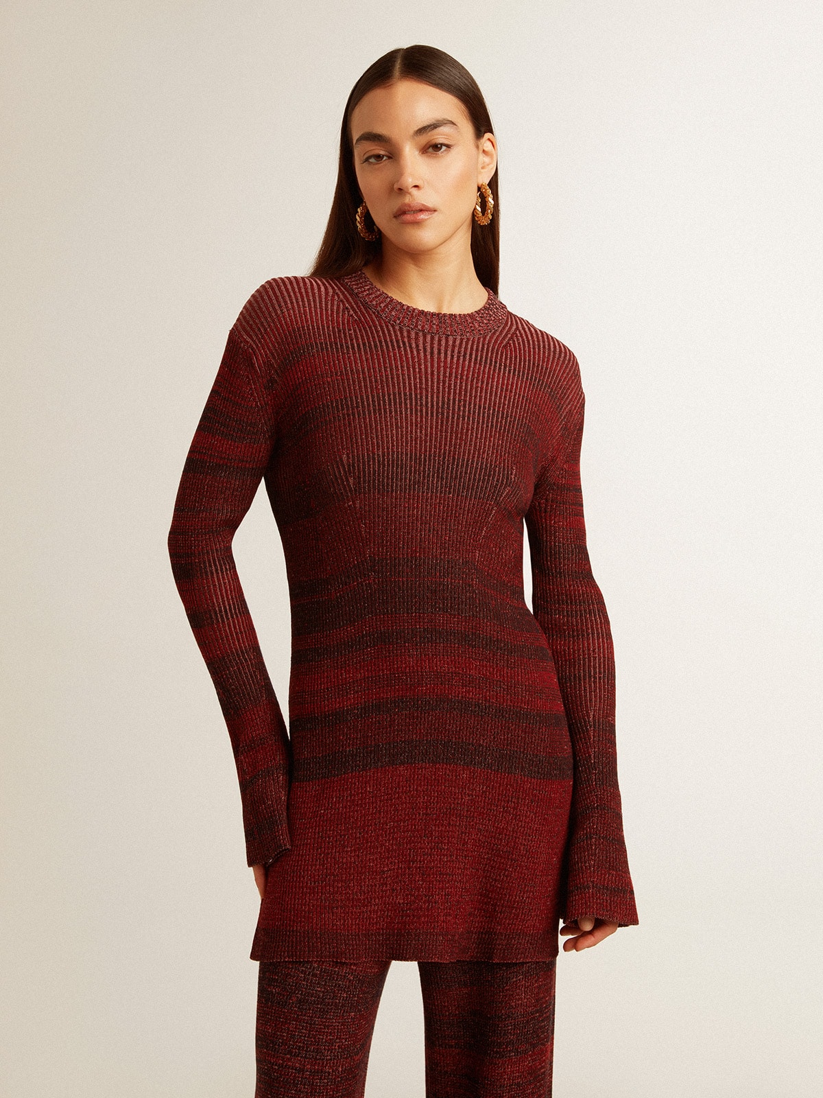 Irregular-striped cotton dress