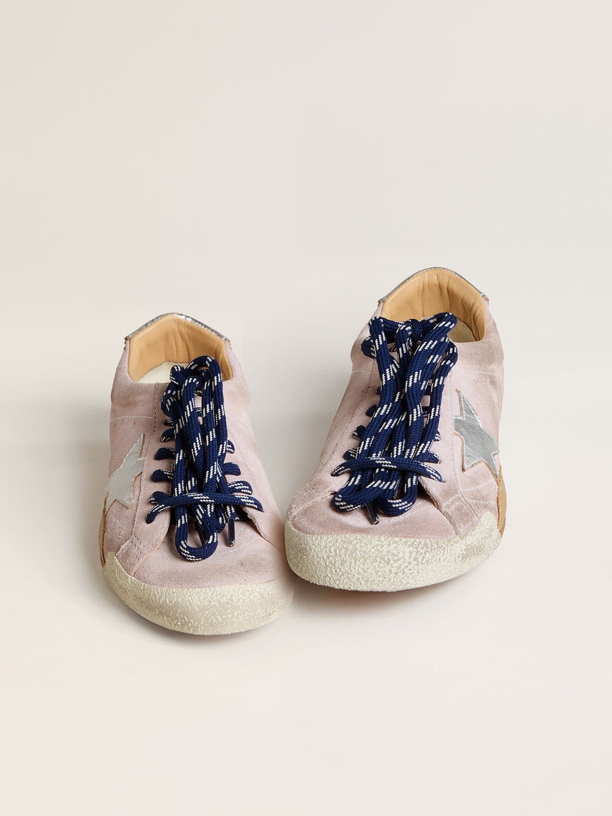 Women's True-Star in pastel pink suede with silver star and heel tab