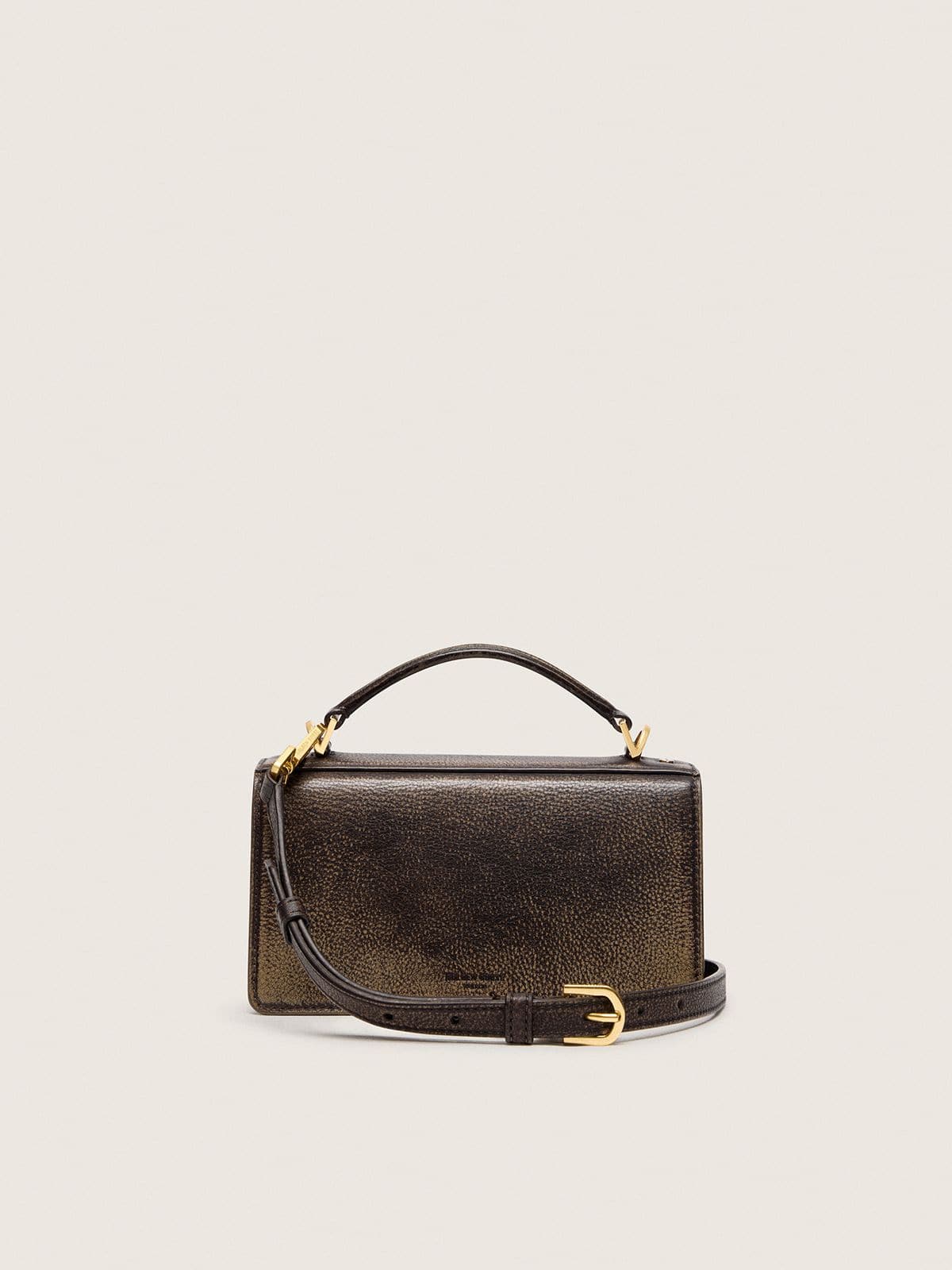 Small Venezia Bag in dark brown leather with gold buckle