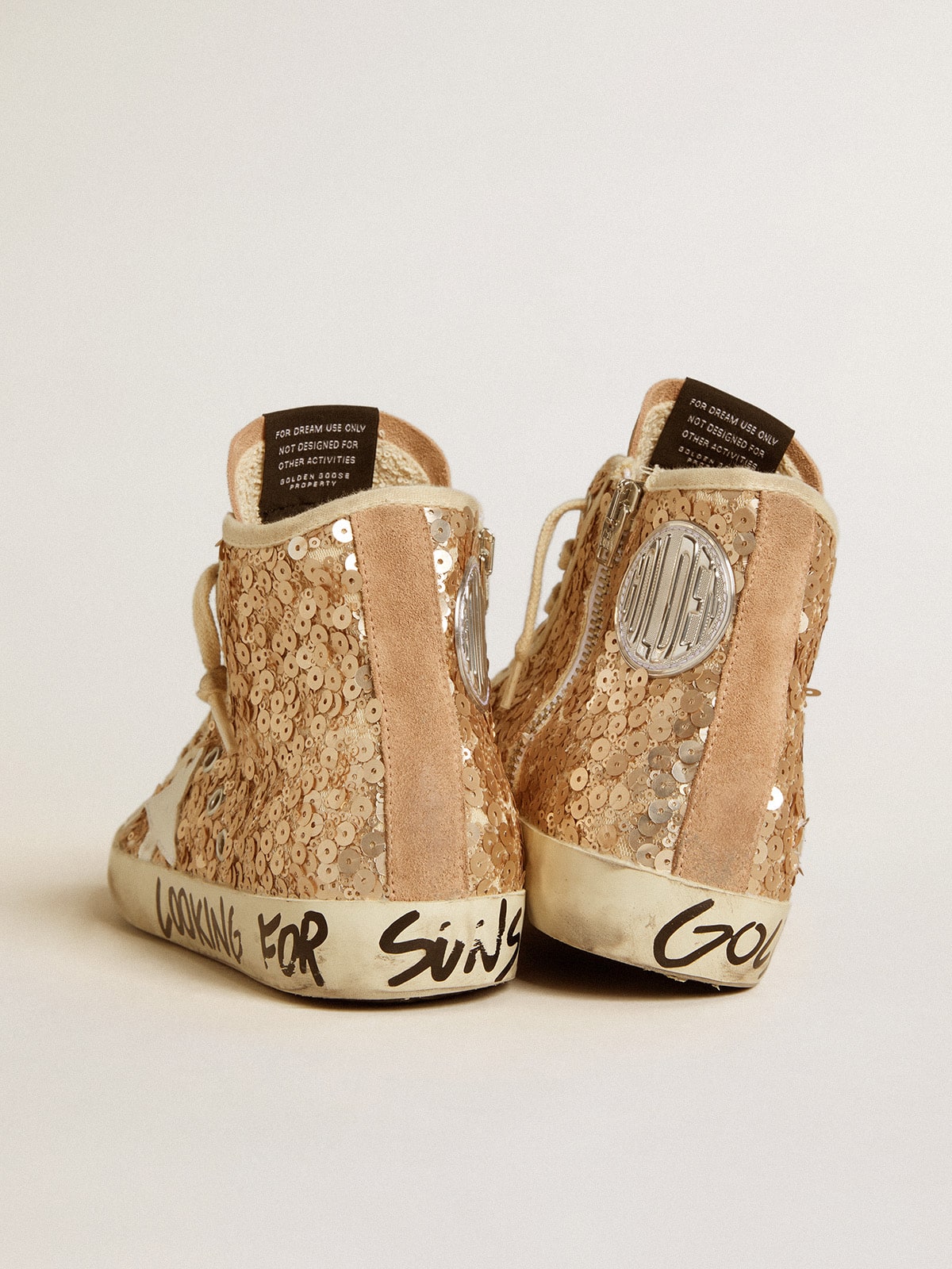 Francy Penstar in sequins with leather star and suede inserts